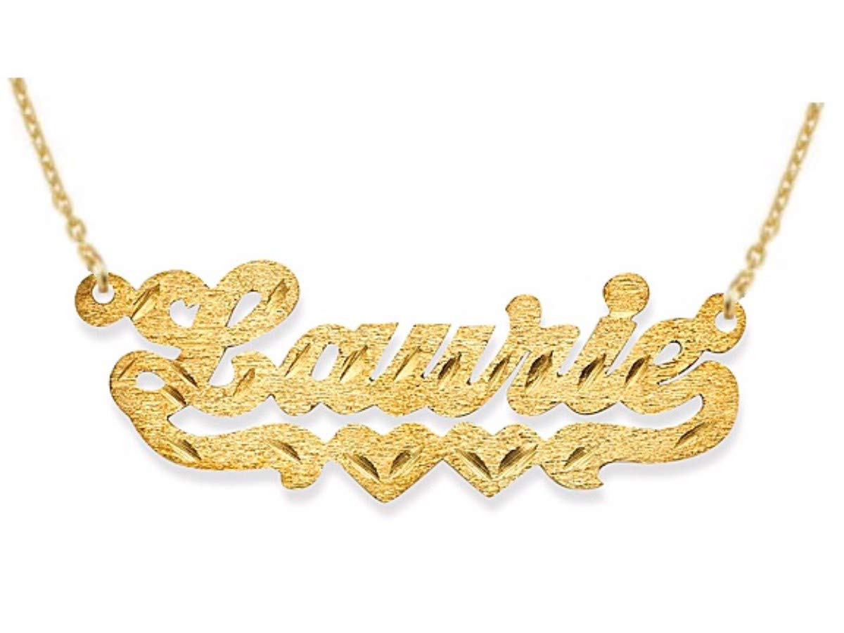 Custom Nameplate Necklace for Women & Men - Gold Plated or Sterling Silver Personalized Diamond Cut Pendant - Perfect for Gifts, Anniversaries & Special Occasions