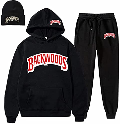 Men's Backwoods Hoodie and Sweatpants Set - Cozy Fleece Tracksuit for Casual Wear, Gym & Lounge - Winter Warm Hooded Sweatshirt with Jogger Pants Outfit
