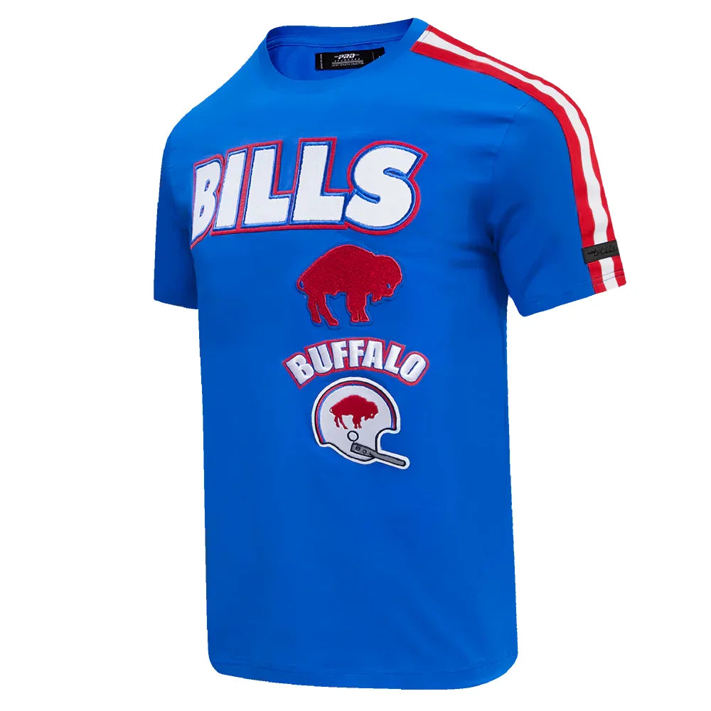 Buffalo Bills Retro Classic Chenille Striped Tee Shirt for Men - Vintage NFL Football Jersey Style - Perfect for Game Day, Tailgating & Fan Apparel
