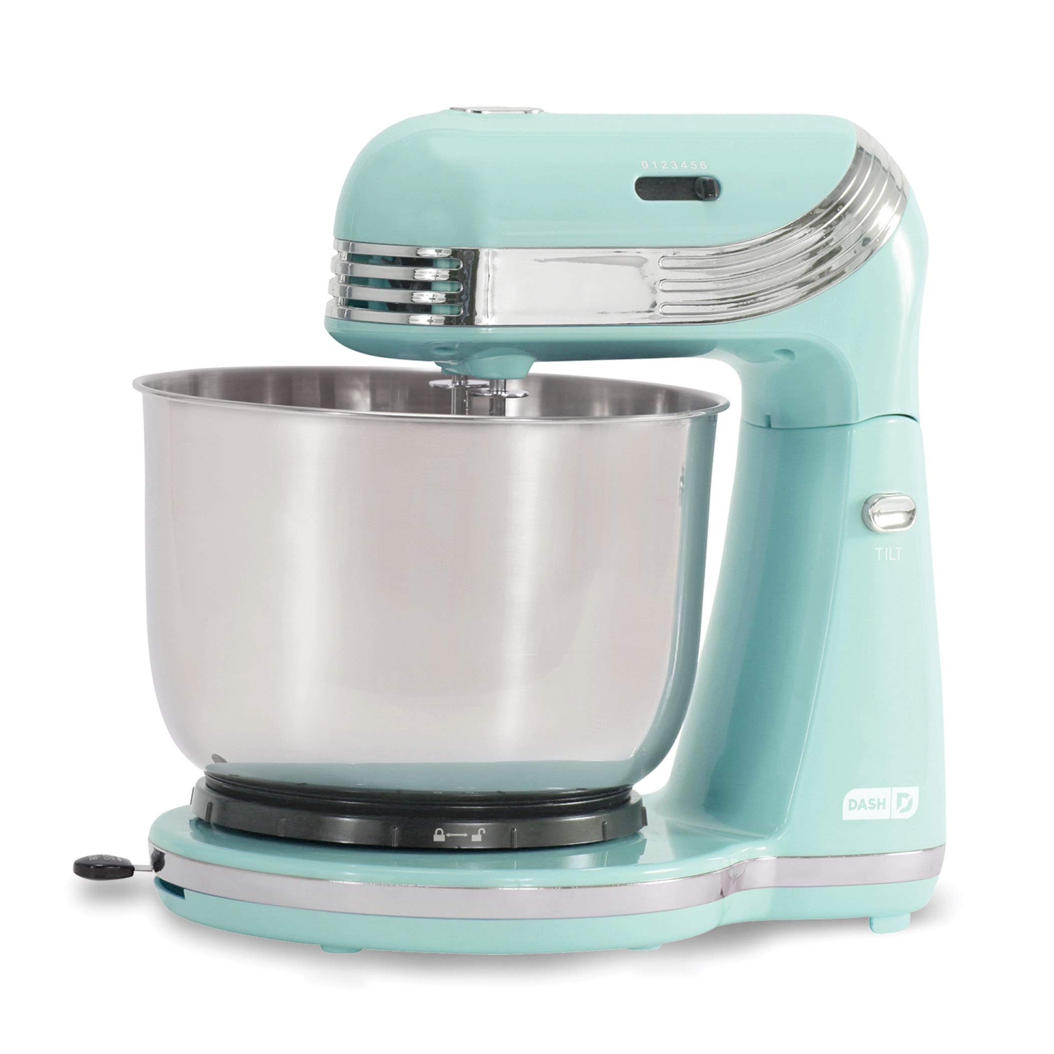 Dash Clear View 4-Slice Toaster with Extra Wide Slots & See-Through Window - Stainless Steel Toaster with Defrost Function - Aqua Color - Perfect for Breakfast & Small Kitchens + Stand Mixer (Electric) - 6-Speed Mixer with Dough Hooks & Beaters - Aqua - Ideal for Baking & Cooking
