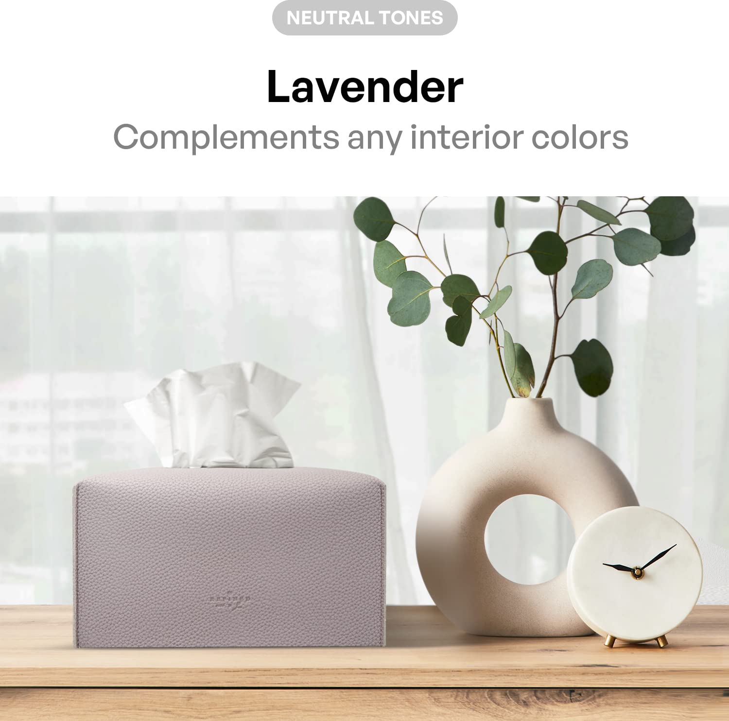 Carrotez Modern PU Leather Tissue Box Cover - Decorative Rectangular Tissue Box Holder for Bathroom, Vanity, Office Desk & Nightstand (9.5