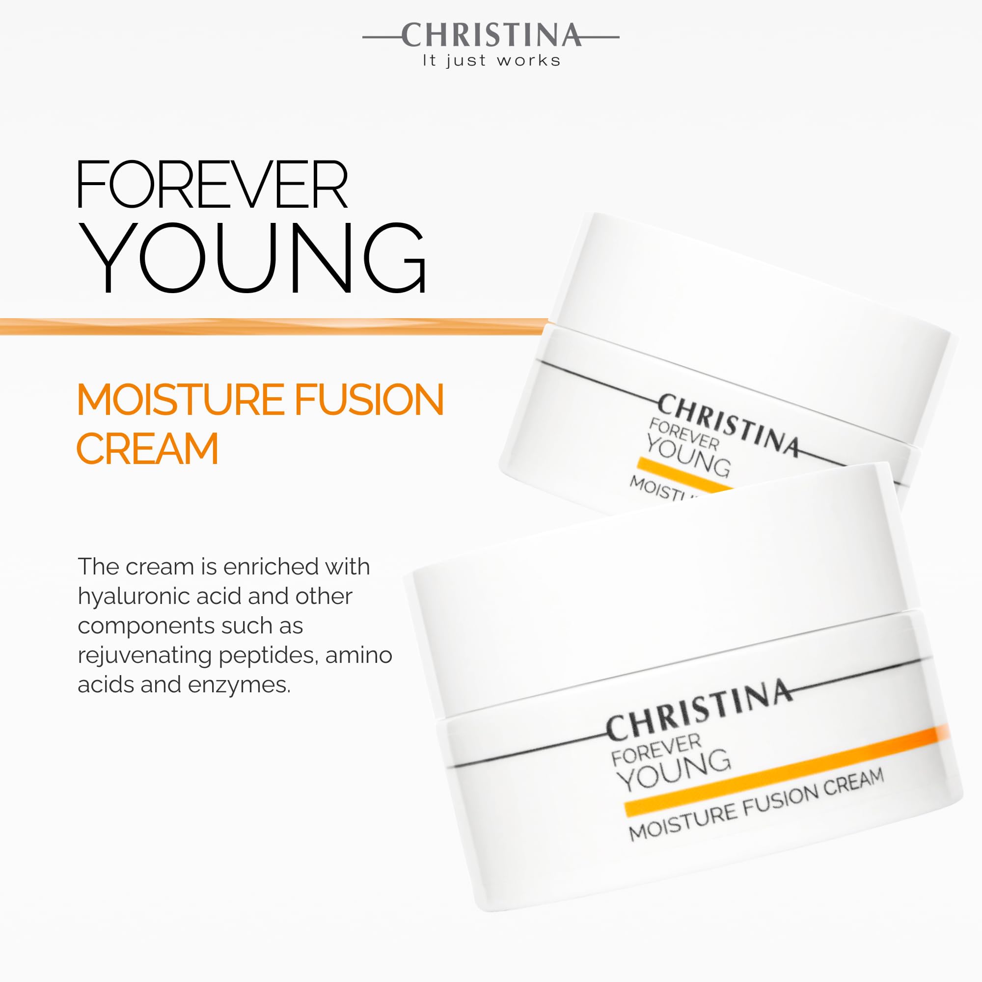 Forever Young Moisture Fusion Face Cream with Hyaluronic Acid | Hydrating & Firming Anti-Aging Moisturizer for Women | 50ml | Day & Night Use for Glowing Skin