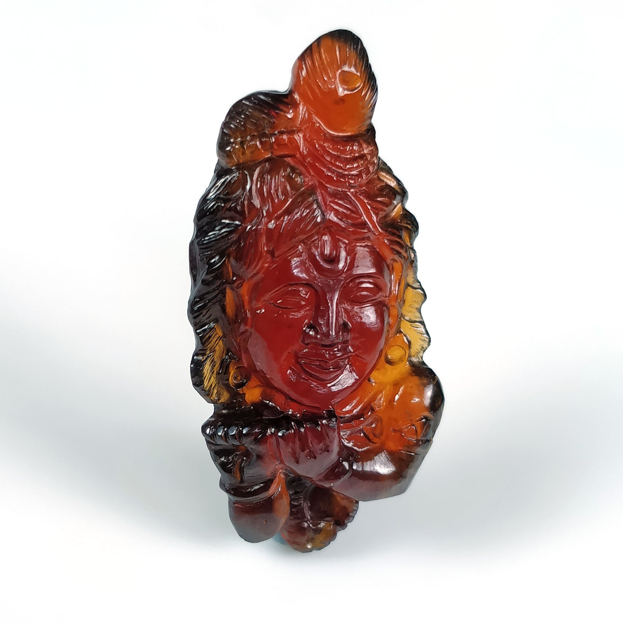 Natural Hessonite Garnet Gemstone Carving - 67.00cts Untreated Hand Carved Lord Krishna Statue (45x20mm) | Spiritual Decor, Meditation Altar, Yoga Room, Hindu Puja, Gift for Devotees