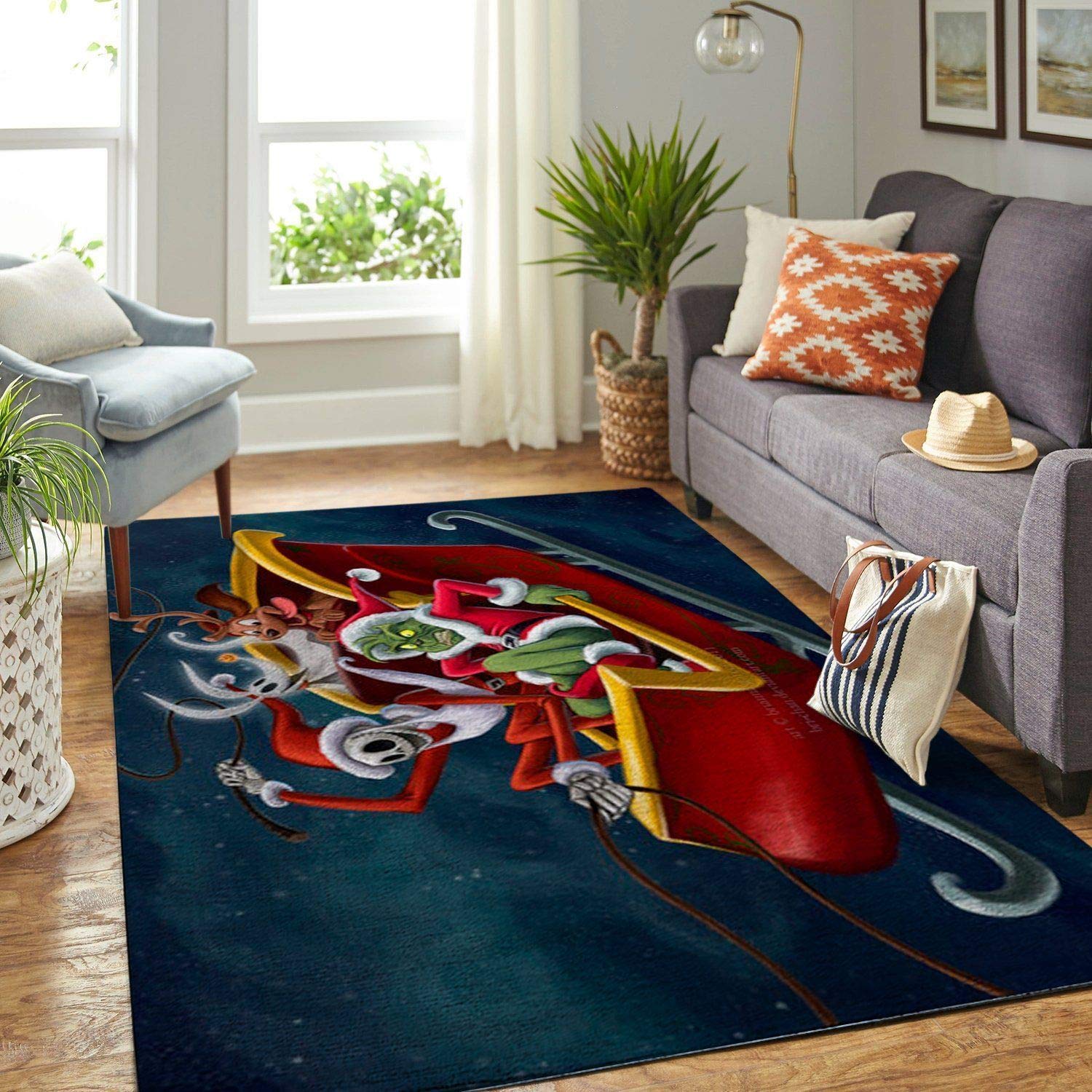 Small Christmas Santa Jack Skellington Area Rug - Perfect for Holiday Decor, Living Room, Bedroom & Festive Home Styling