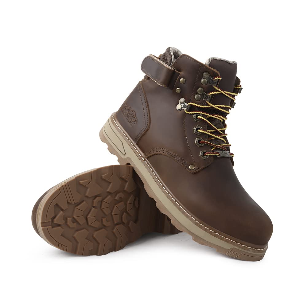 Men's Waterproof Hiking Boots with Wool Lining - Anti-Slip Outdoor Work Boots for Winter Trekking & Camping