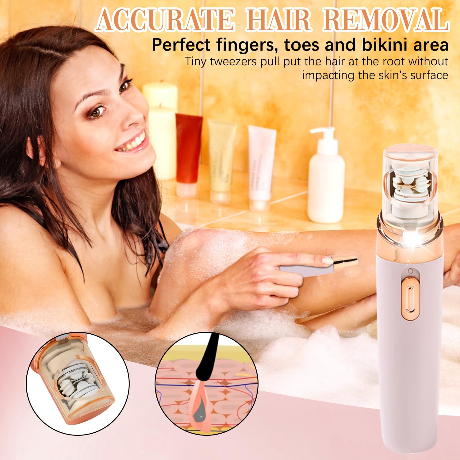 Pluxy Epil 3.0 Women's Facial Hair Remover - 2-in-1 Electric Epilator & Shaver for Face, Lip, Legs, Underarms - Painless Hair Removal for Smooth Skin at Home or Travel