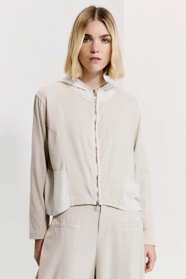 Comfort Fit Hooded Zip Jacket for Men & Women - Lightweight Sand Color Outerwear for Hiking, Running & Outdoor Activities