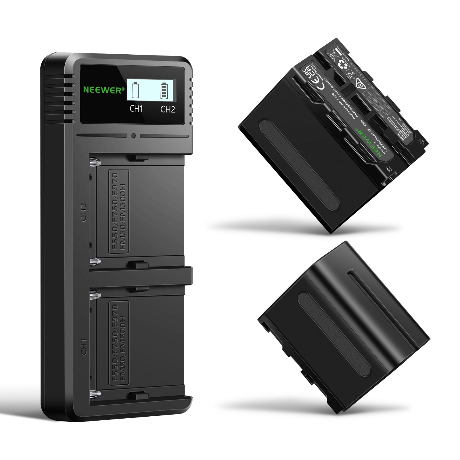 NEEWER NW F970 2-Pack 7800mAh NP-F970 Replacement Batteries for Sony Cameras - Perfect for Extended Photography & Videography Sessions