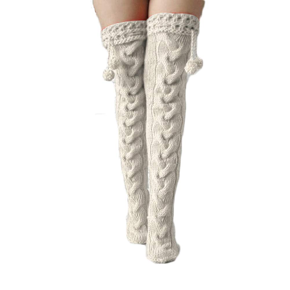 Aton D. Women's Thigh High Boot Socks - Cable Knit Winter Leg Warmers, Over Knee Footless Stockings for Boots & Fashion Outfits | Cozy Style for Cold Weather & Indoor Wear