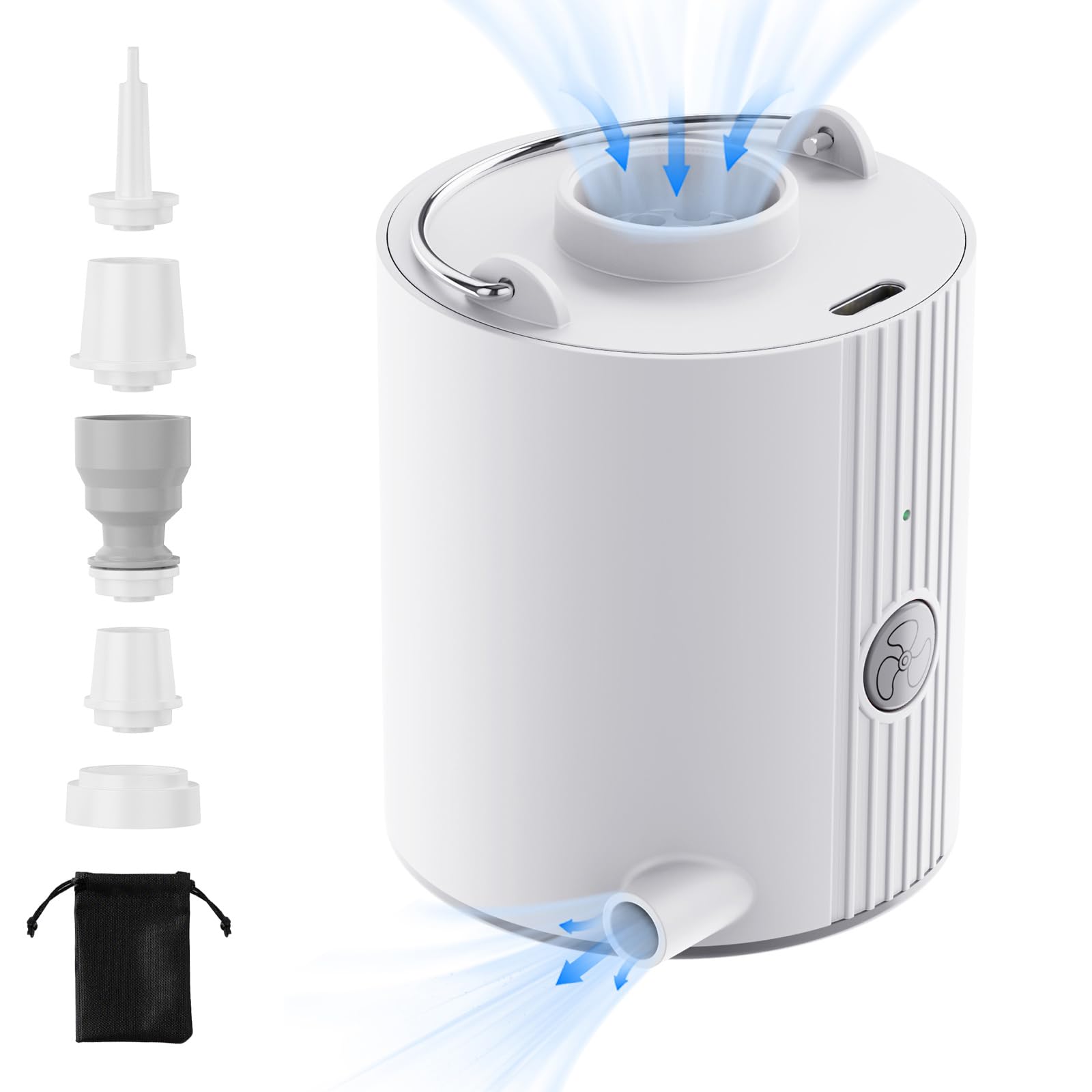 Ultra-Fast USB Rechargeable Air Pump for Inflatables - 1600mAh Battery Portable Pump for Air Mattress, Pool Floats, Swimming Rings & More | Perfect for Camping, Travel & Home Storage