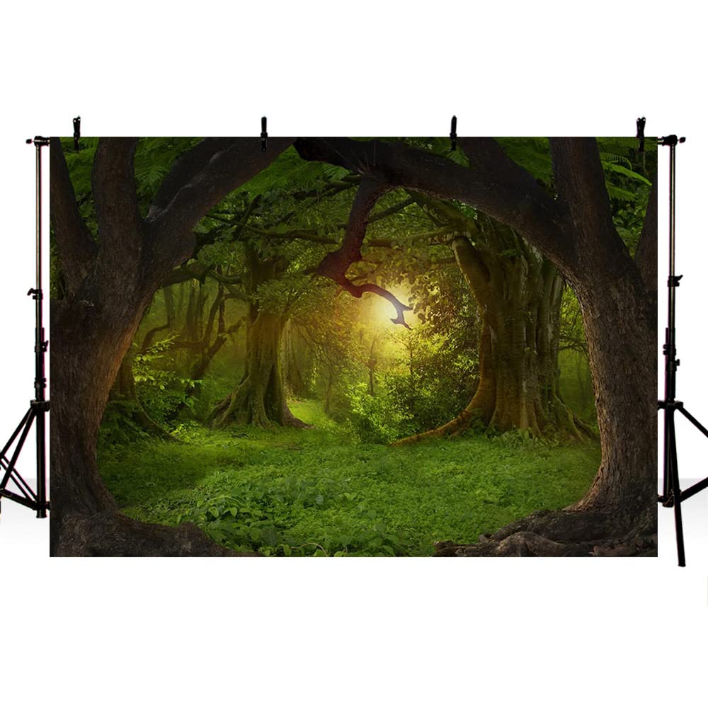 MEHOFOND 7x5ft Enchanted Jungle Forest Backdrop - Wonderland Jungle Fairytale Natural Scenery Photography Background for Birthday Party Decor & Photo Booth Props - Perfect for Baby Showers, Themed Events, and Fantasy Photo Shoots