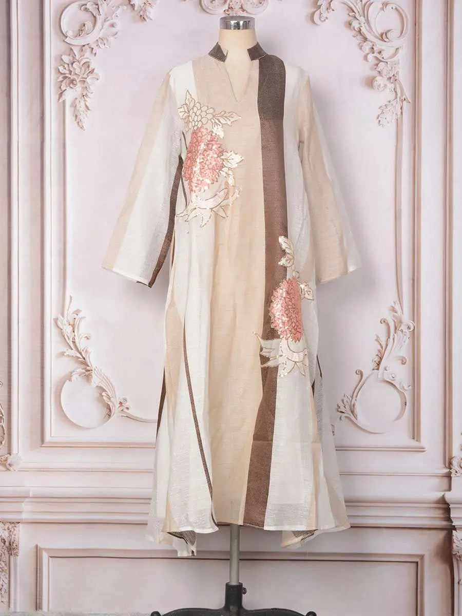 Elegant Eid Embroidery Sequins Caftan Dress for Women - Stylish Kaftan with Beaded Details #25296 | Perfect for Eid Celebrations, Weddings & Special Occasions