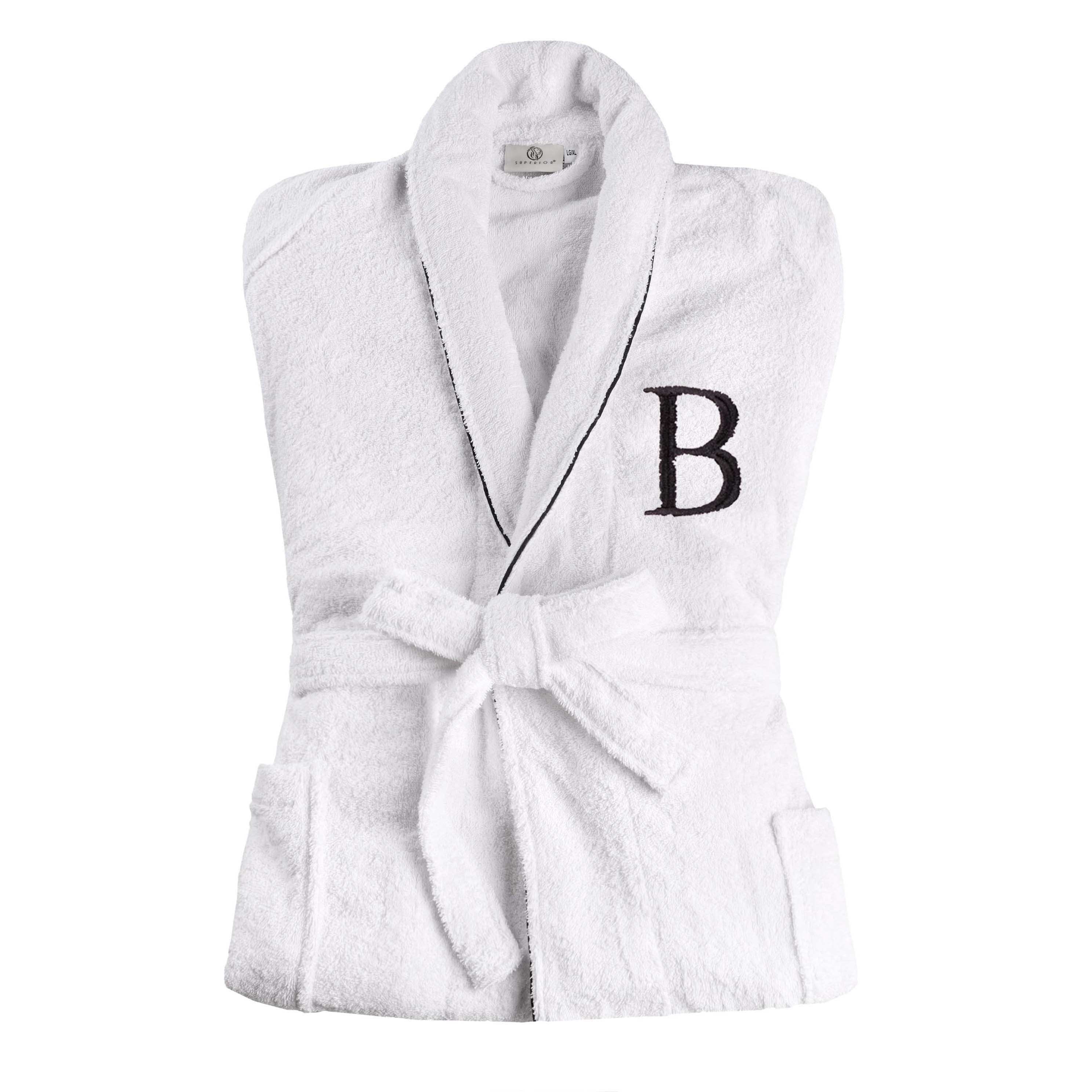Premium Cotton Unisex Bathrobe for Adults - Soft, Fluffy & Highly Absorbent - White Embroidered Spa Robe for Relaxation, Hotels & Home Comfort