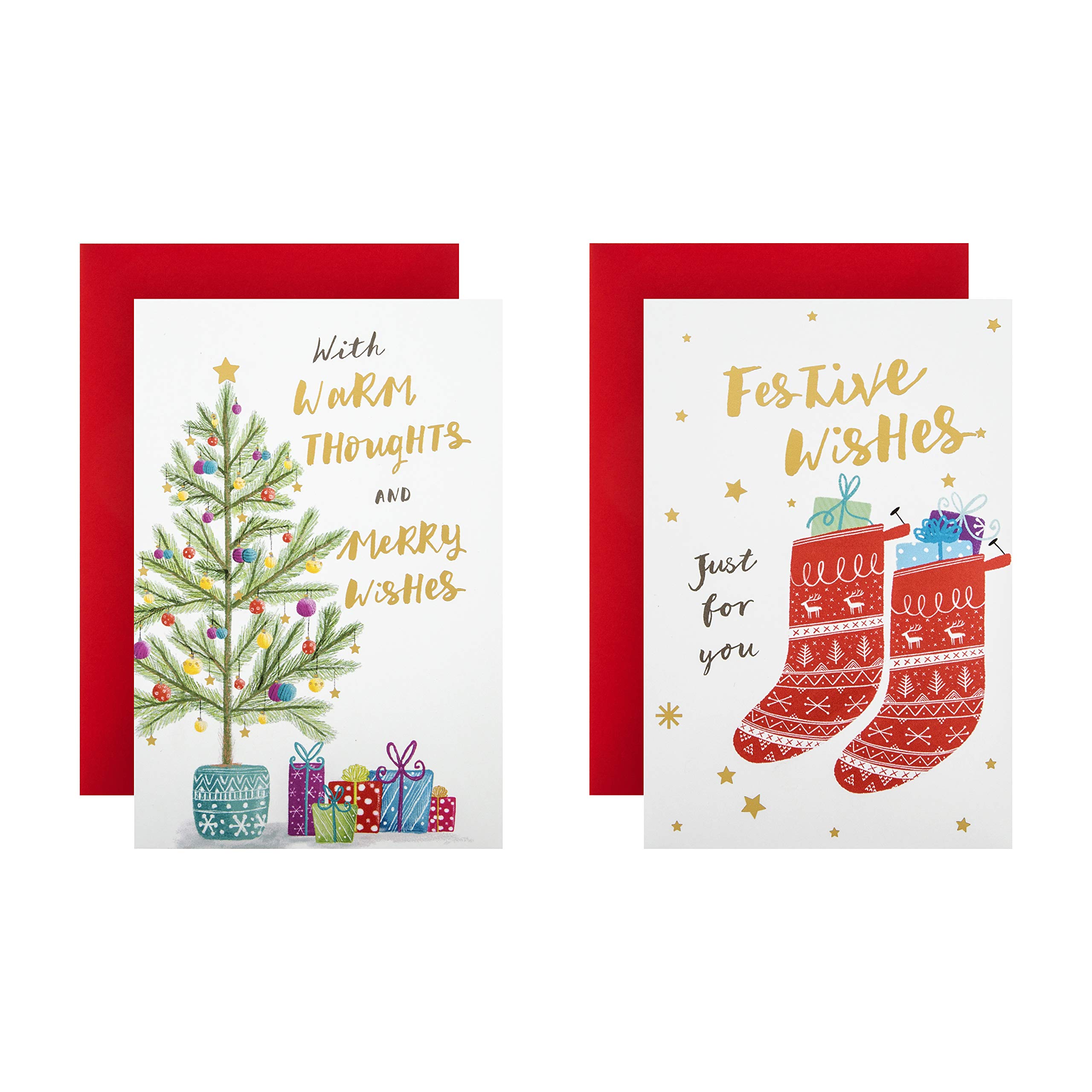 Hallmark Christmas Charity Cards - 12 Boxed Holiday Greeting Cards with 2 Modern Illustrated Designs | Perfect for Gifts, Office Exchanges & Festive Home Decor