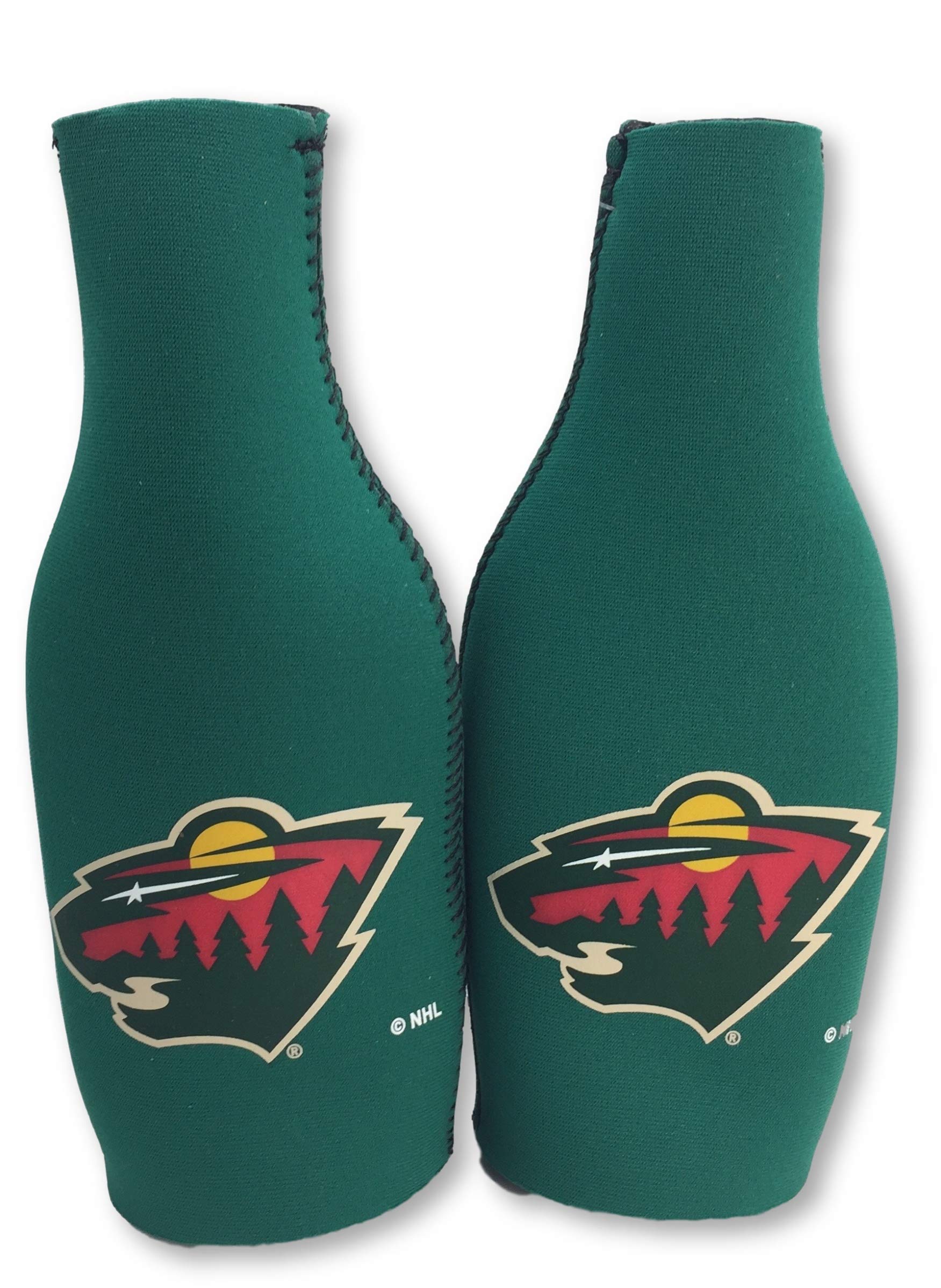 NHL Team Logo Neoprene Beer Bottle Insulators - Set of 2, Beer Bottle Cooler Sleeves for Hockey Fans - Perfect for Game Day, Tailgating & Outdoor Parties