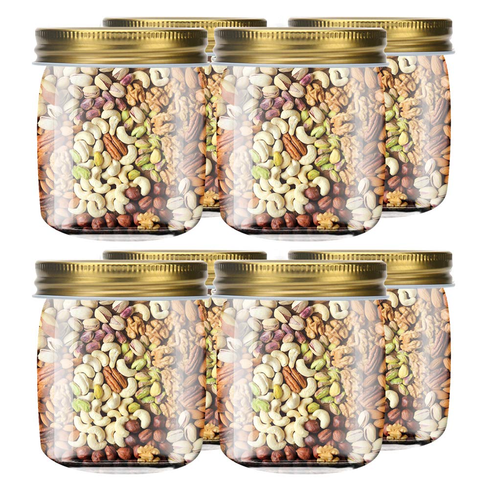 Novelinks 8oz Clear Plastic Jars with Gold Lids - 32 Pack BPA-Free Refillable Round Containers for Spices, Crafts, Beauty & Kitchen Storage - Perfect for Pantry Organization, DIY Projects & Home Decor