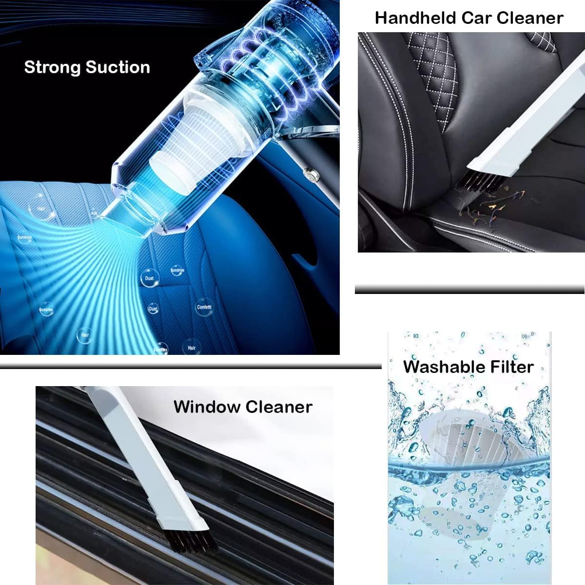 2 in 1 Wireless Mini Vacuum Cleaner - 120W High Power Rechargeable Handheld & Keyboard Vacuum with Brushless Motor | Perfect for Car Interior Cleaning, Home Office & Computer Maintenance (White)