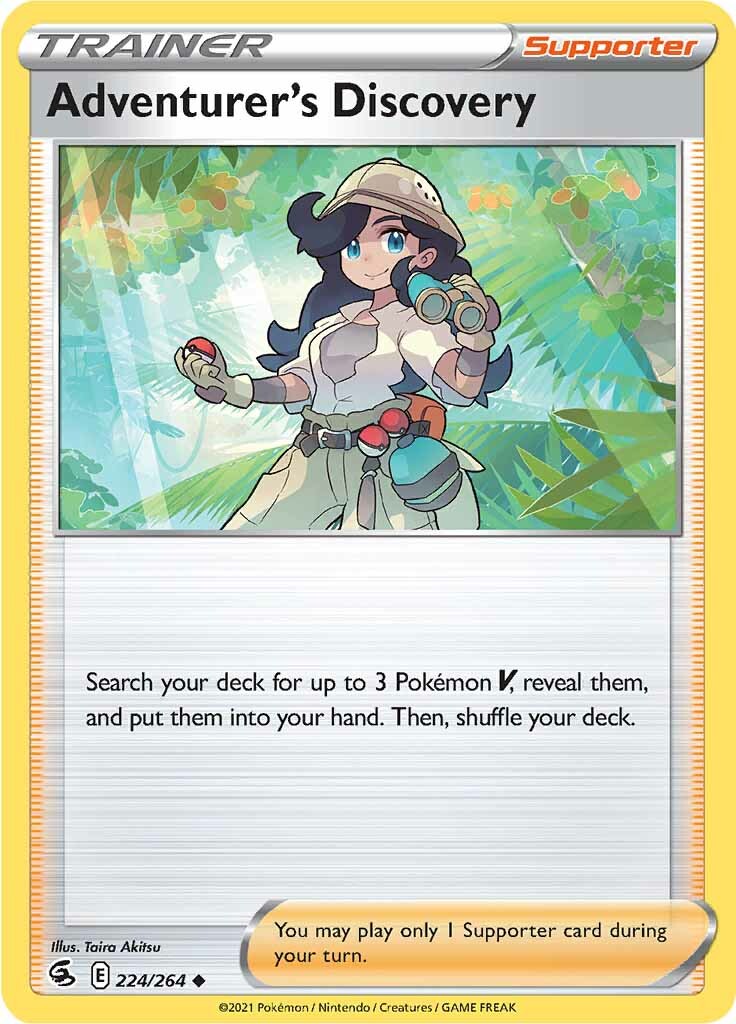 Adventurer's Discovery (224/264) Sword & Shield Fusion Strike Pokemon TCG Card - Collectible Trading Card Game for Battles & Deck Building