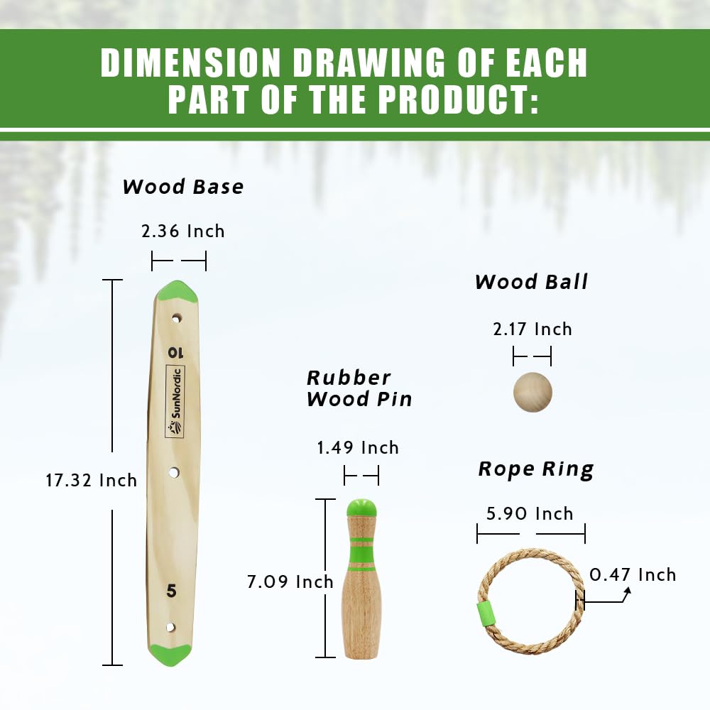 Premium Wooden Ring Toss Game Set - Outdoor Backyard & Beach Tossing Game with 6 Rings & Carrying Bag - Fun Lawn Games for Kids, Adults & Family - Perfect for Camping, Picnics, BBQs and Parties
