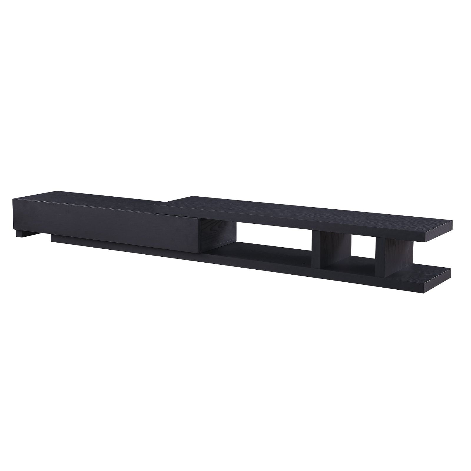 Criterion Coventry Extendable TV Stand 279cm - Black Oak Entertainment Center for Living Room, Home Theater & Media Storage