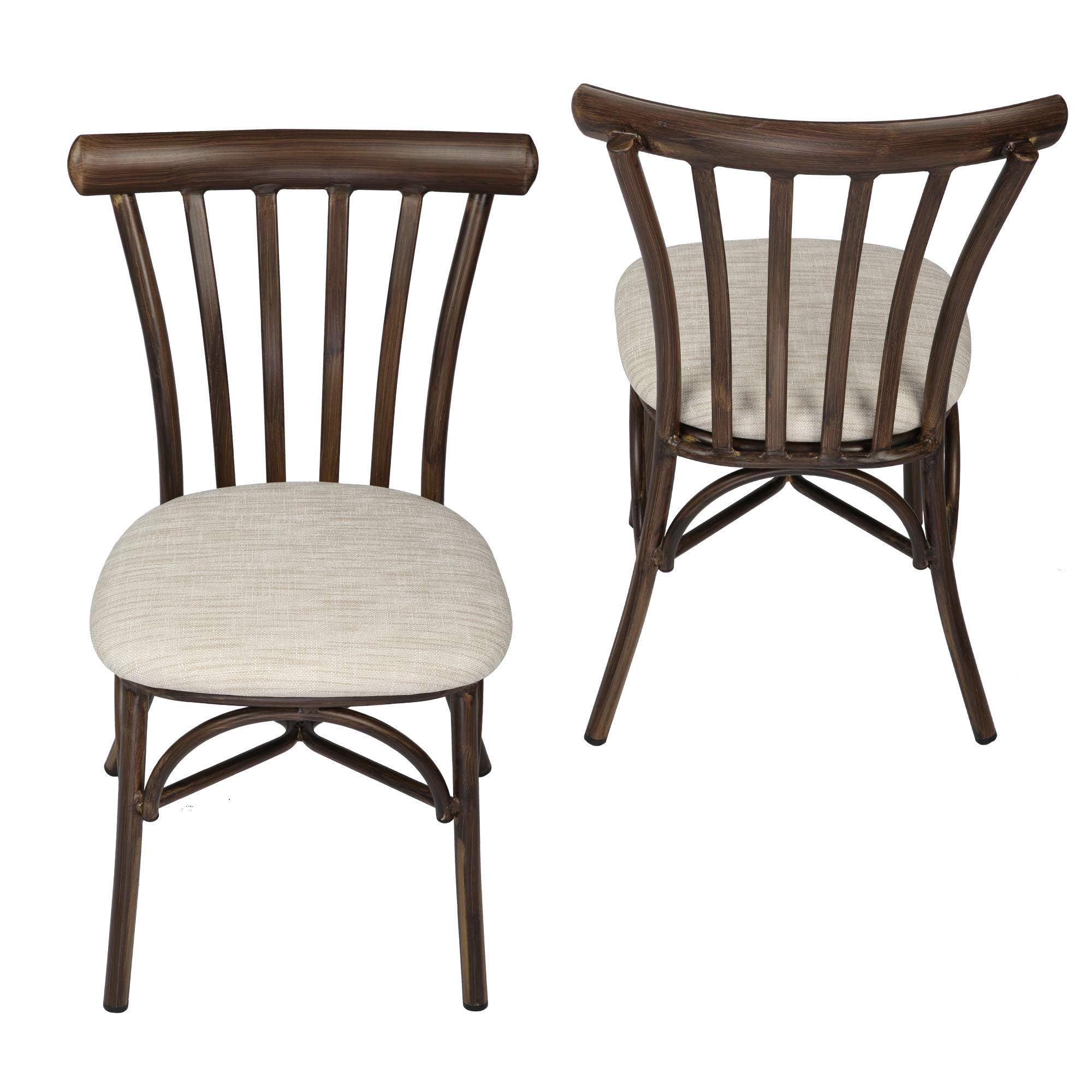 Modern Dining Chair Set of 2 - Upholstered PU Leather Kitchen Chairs with High Back & Aluminum Frame for Indoor/Outdoor Use - Beige - Perfect for Dining Room, Kitchen, Patio or Restaurant Seating