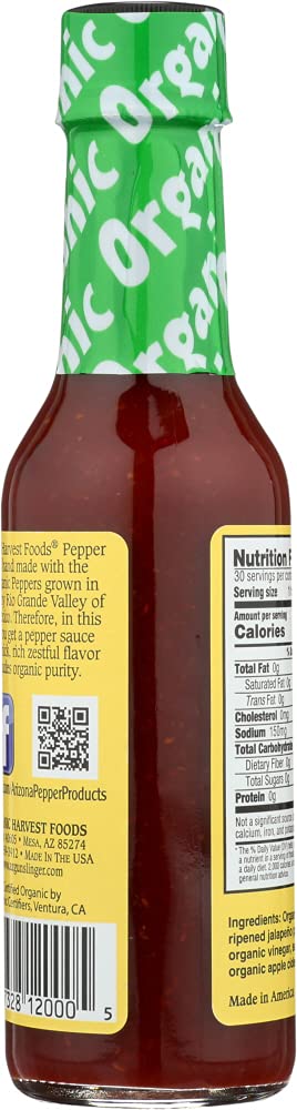 Organic Jalapeno Pepper Hot Sauce - 2 Pack (5 Fl Oz Bottles) | Spicy & Flavorful | Perfect for Tacos, Nachos, Wings & Mexican Dishes