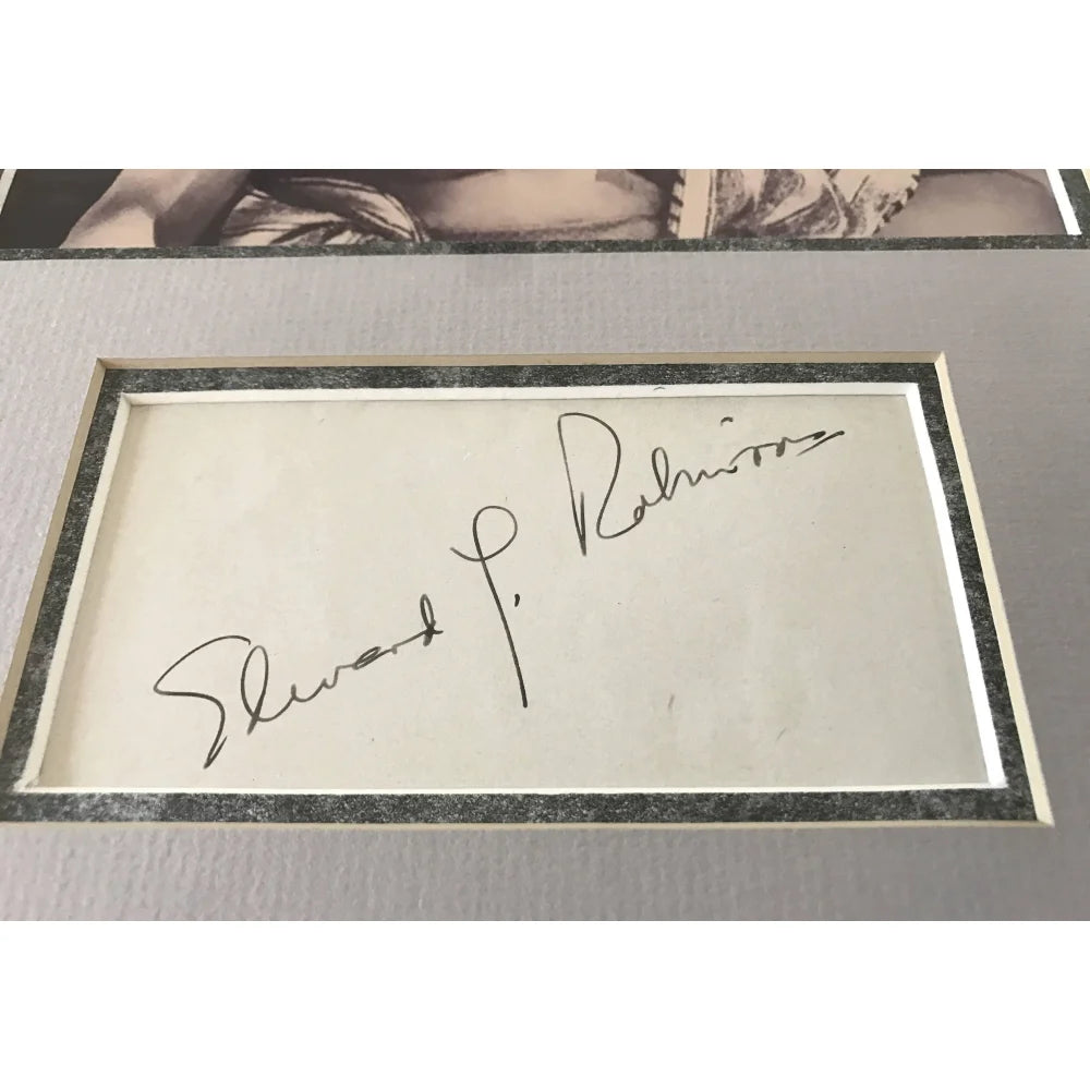 Edward G. Robinson Signed 8x10 Photo Framed Collage with JSA COA - Authentic Hollywood Autograph for Movie Memorabilia Collectors & Classic Film Fans