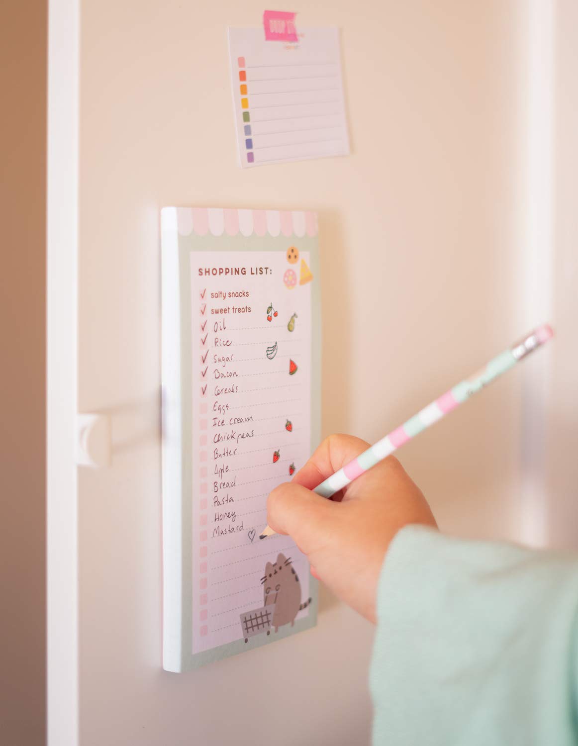 Official Pusheen Magnetic Notepad - 90-Sheet Refrigerator Memo Pad for To-Do Lists, Grocery Shopping & Daily Planning (4