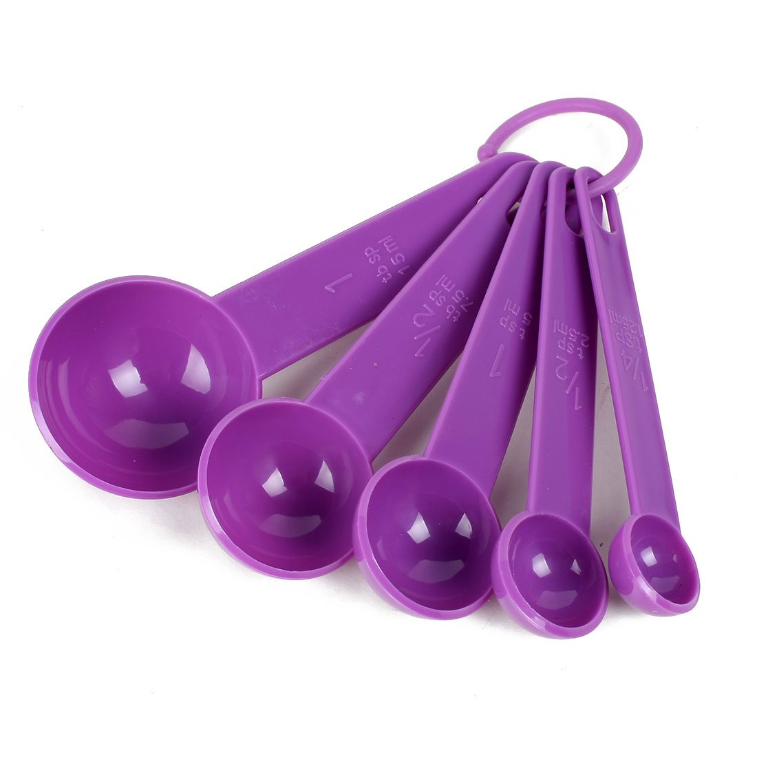 uxcell 5-in-1 Plastic Measuring Spoon Set for Kitchen, Tea, Coffee & Baking - Purple | Perfect for Measuring Spices, Powder, Liquid & Dry Ingredients