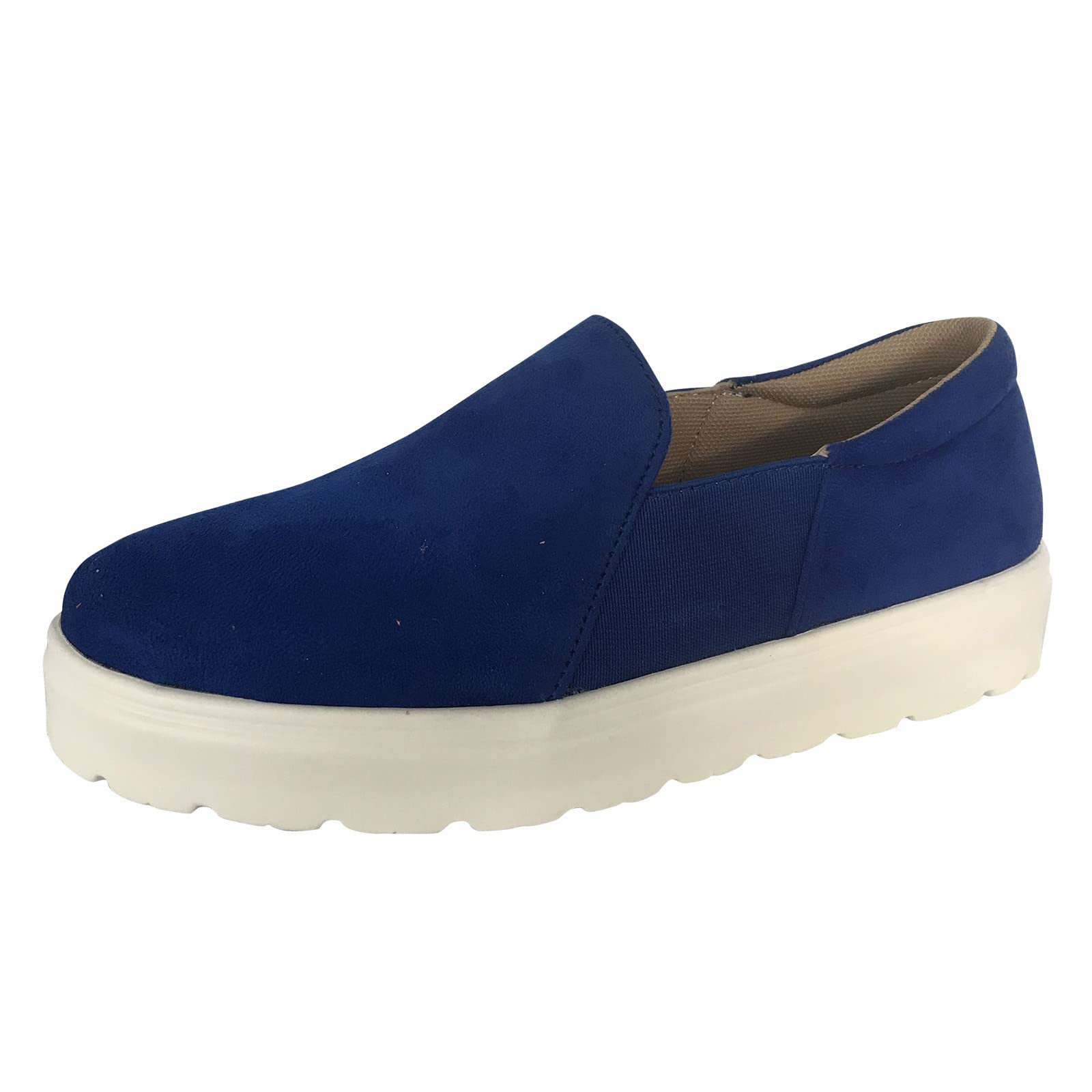 Women's Suede Round Toe Flat Casual Sneakers - Comfortable Low Top Slip On Shoes for Everyday Wear | Perfect for Walking, Office & Weekend Outfits
