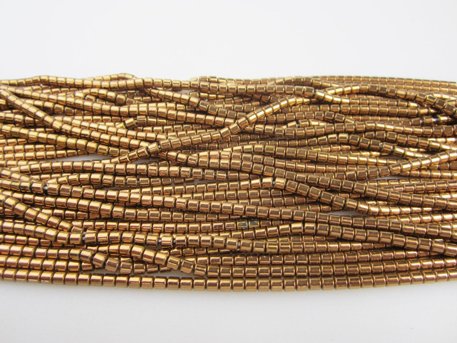 Hematite Tube Beads 3x3mm - Gold, Copper, Gray, Blue Color - 15.5 Inch Strand for Jewelry Making, DIY Crafts, Bracelets & Necklaces
