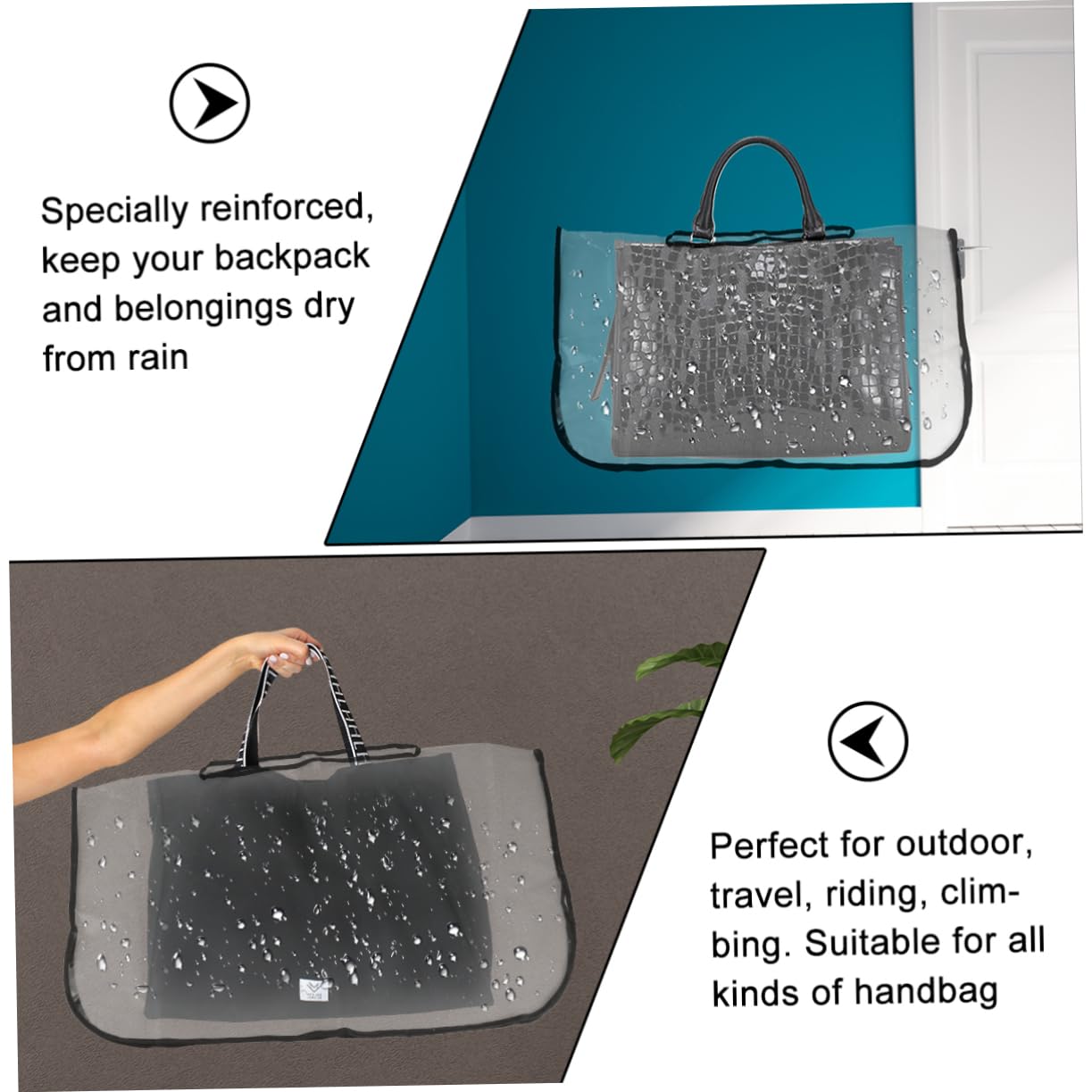 1Pc PVC Handbag Rain Cover & Shield - Waterproof Transparent Design for Outdoor Travel, Shopping & Commuting - Protects Purses from Rain & Dirt