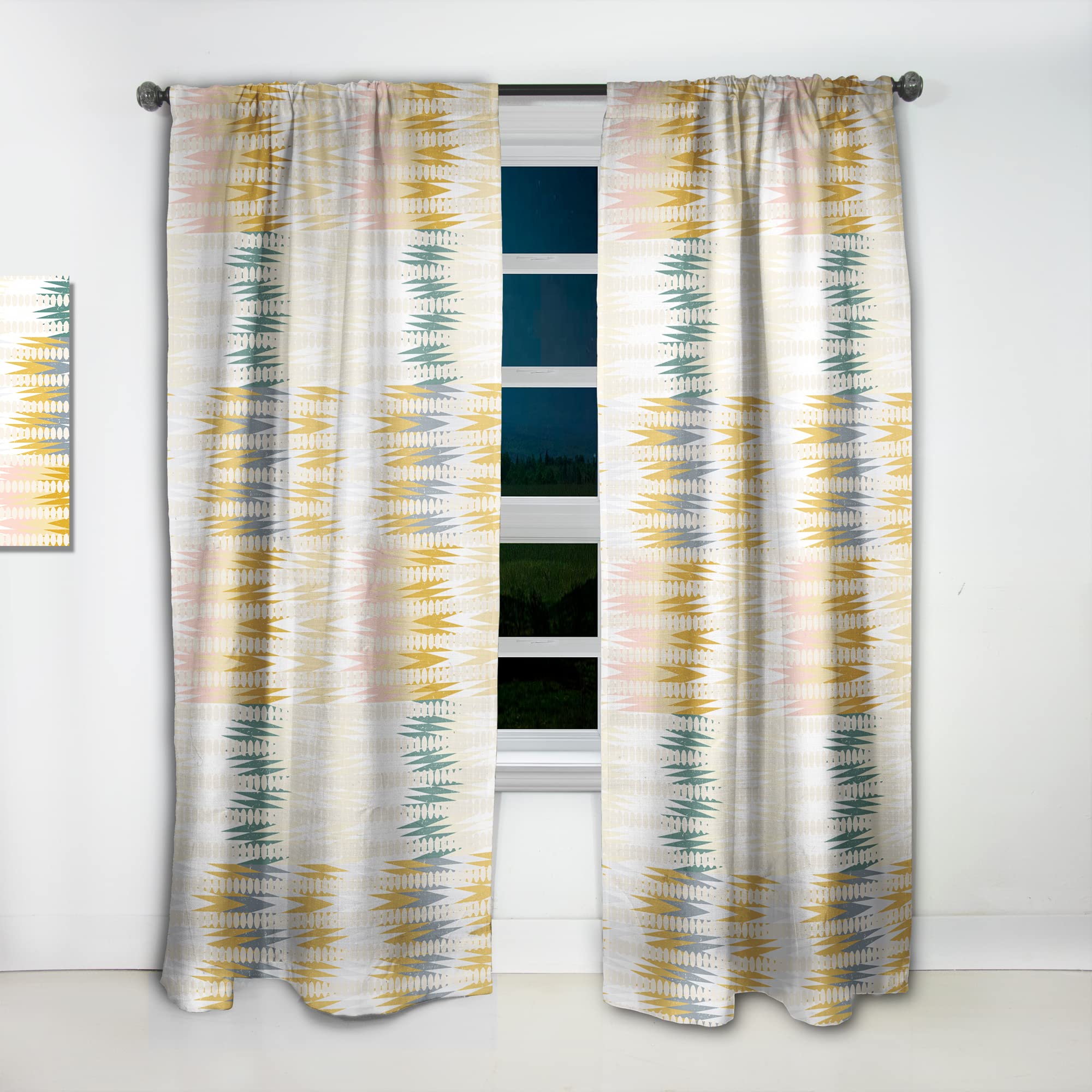 DesignQ Retro Abstract Design VIII Thermal Insulated Curtains - Single Panel 52x84 - Blackout Drapes for Bedroom & Living Room - Perfect for Home Decor, Privacy & Energy Efficiency