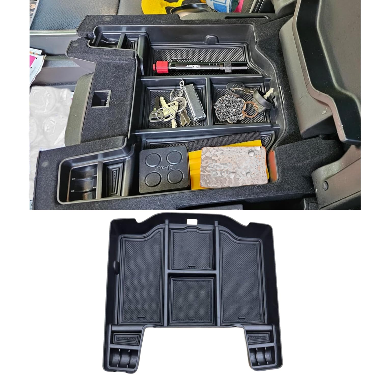 Vesul Center Console Organizer for Dodge RAM 1500/2500/3500 (2019-2024) - ABS Armrest Storage Tray & Secondary Insert | Perfect for Road Trips, Work Commutes & Daily Organization