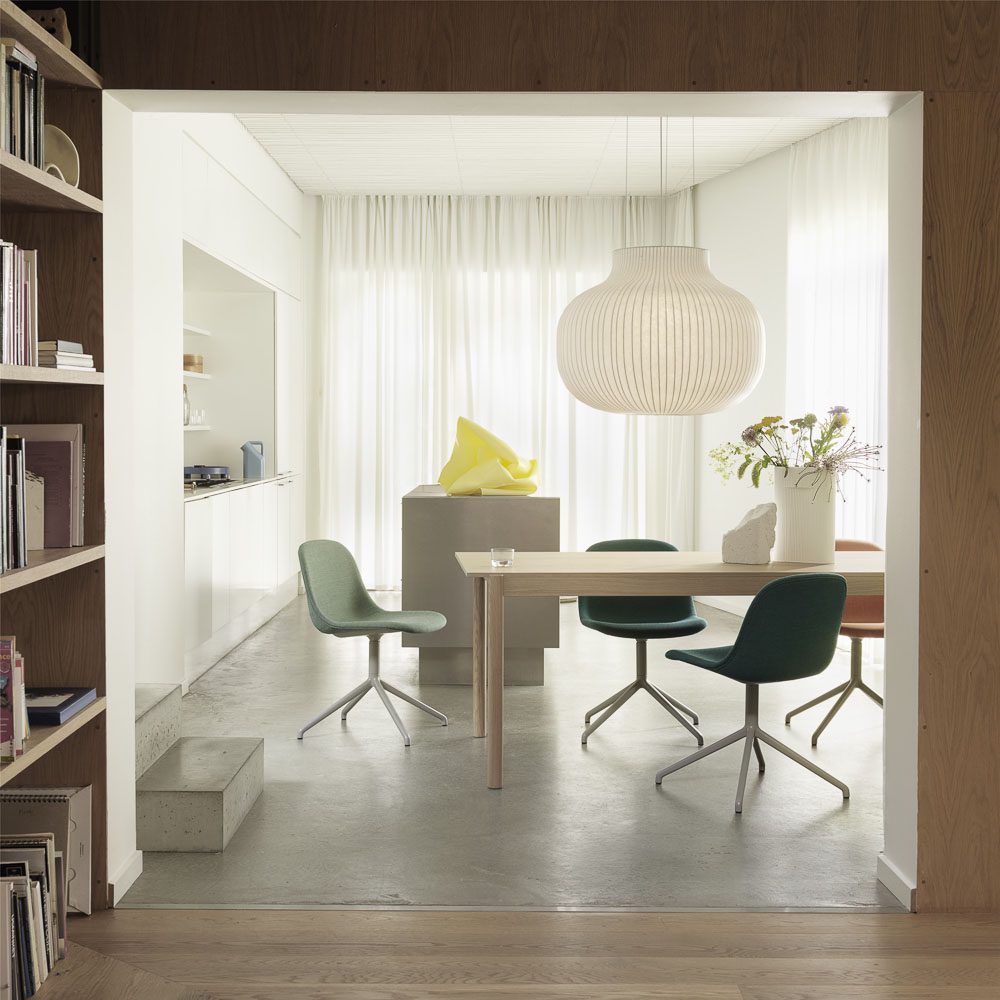 MUUTO Strand Pendant Lamp Ø80cm (Closed) - Modern White Hanging Light Fixture for Dining Room, Kitchen Island & Living Room Decor