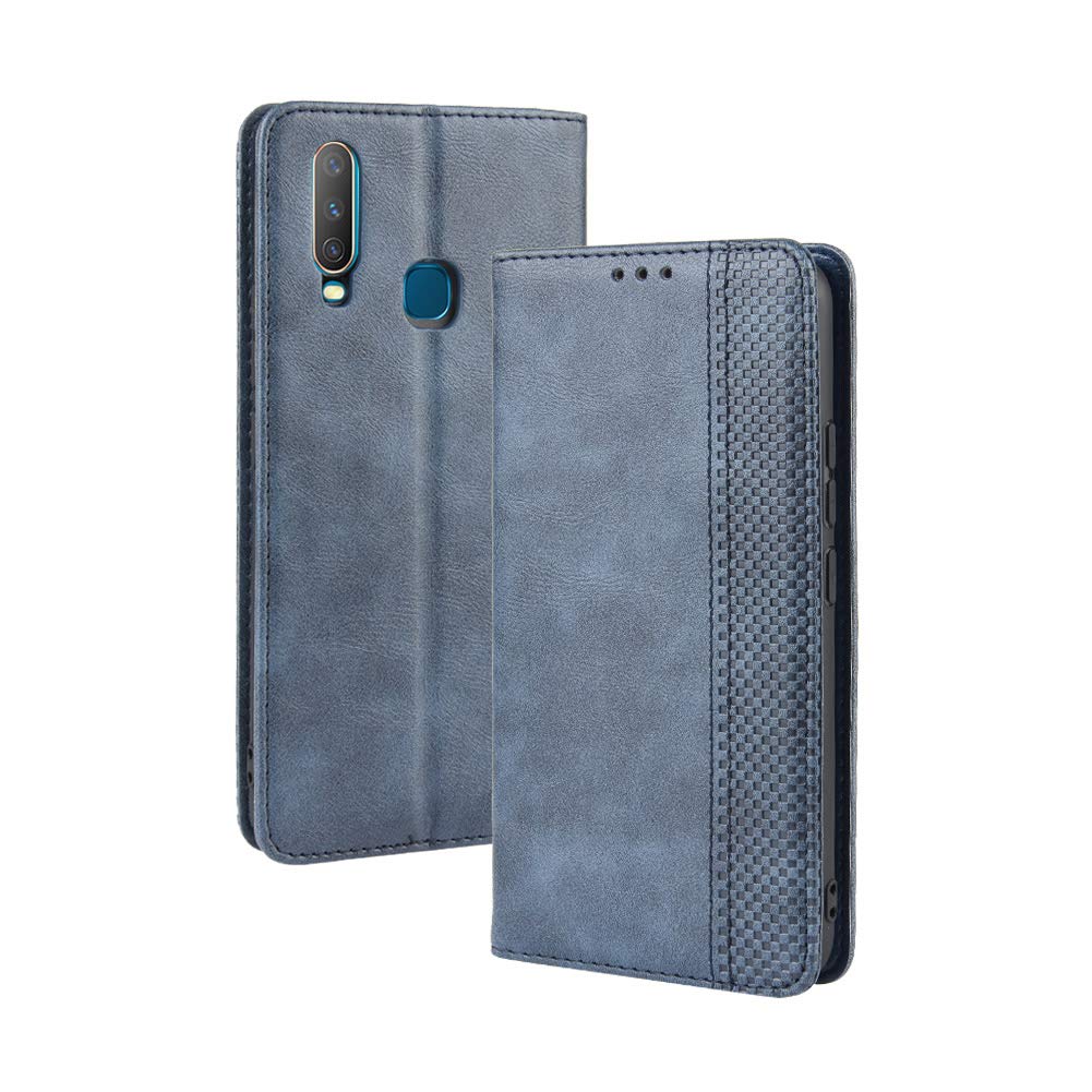 Premium PU Leather Flip Case Cover for Vivo Y15 2019 (1901) - Slim Protective Phone Case with Card Slots in Blue | Perfect for Work, Travel & Everyday Use