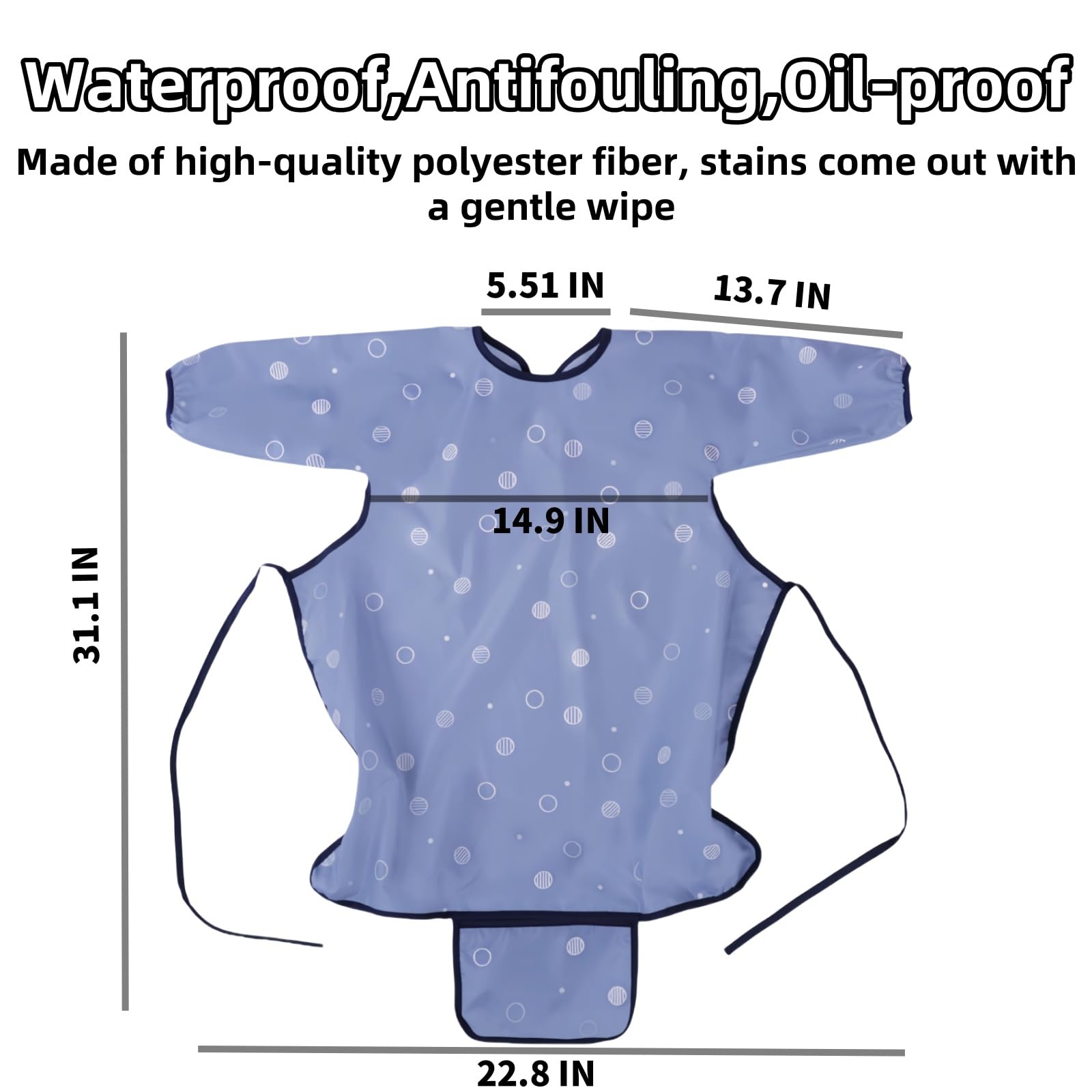 MOTEERLLU Long Sleeves Baby Feeding Bib - Waterproof Weaning Bib with Adjustable Straps for Highchair & Table - Perfect for Messy Eaters, Toddler Mealtime & Baby-Led Weaning