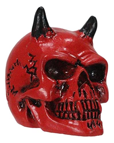 Ebros Gothic Black Kiss Horned Demon Skull Figurine - 1.25