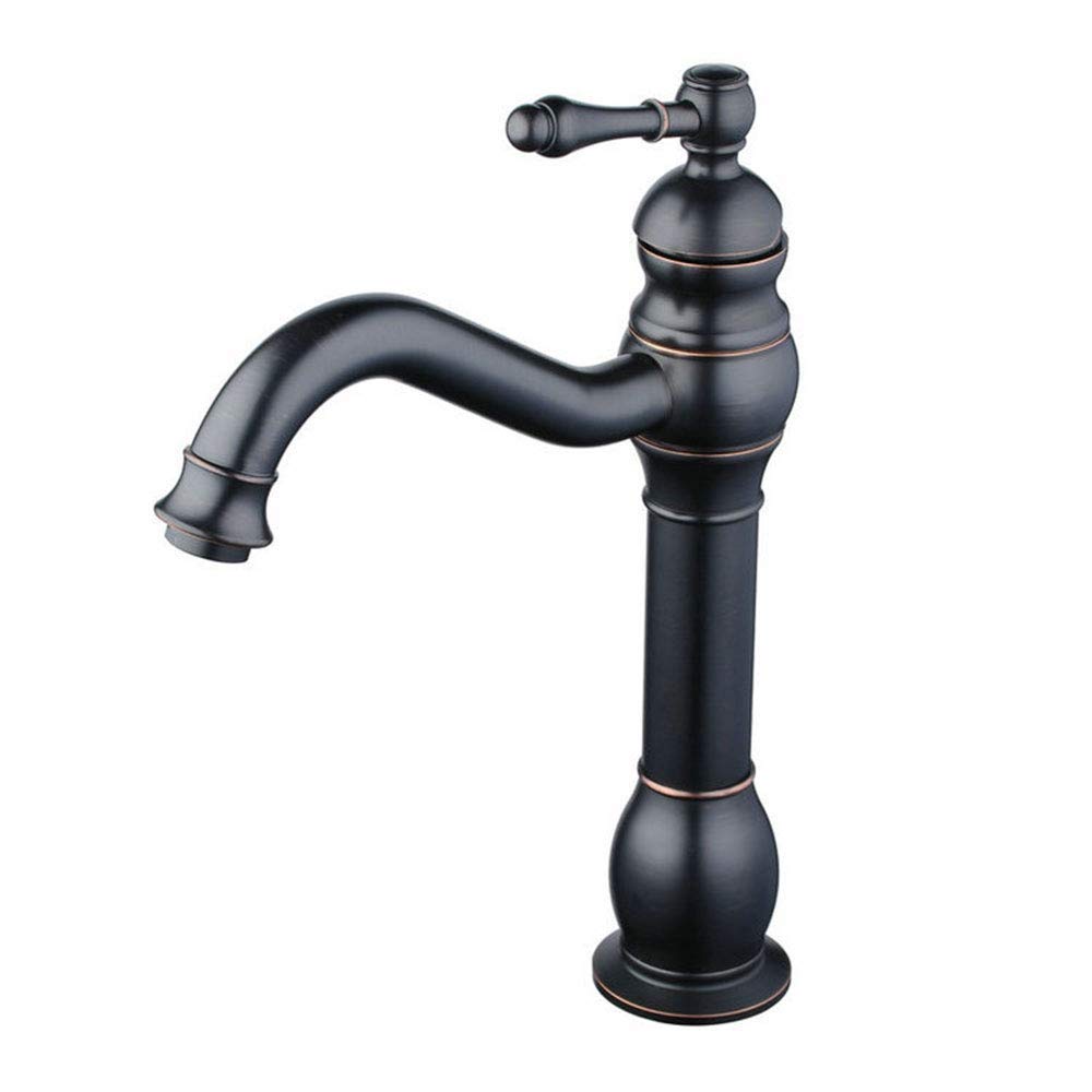 Vintage Oil-Rubbed Bronze Single Lever Bathroom Sink Faucet - Antique Brass Monobloc Mixer Tap for Washbasin - Hot & Cold Water Kitchen Sink Tap - Perfect for Farmhouse, Rustic & Retro Home Decor