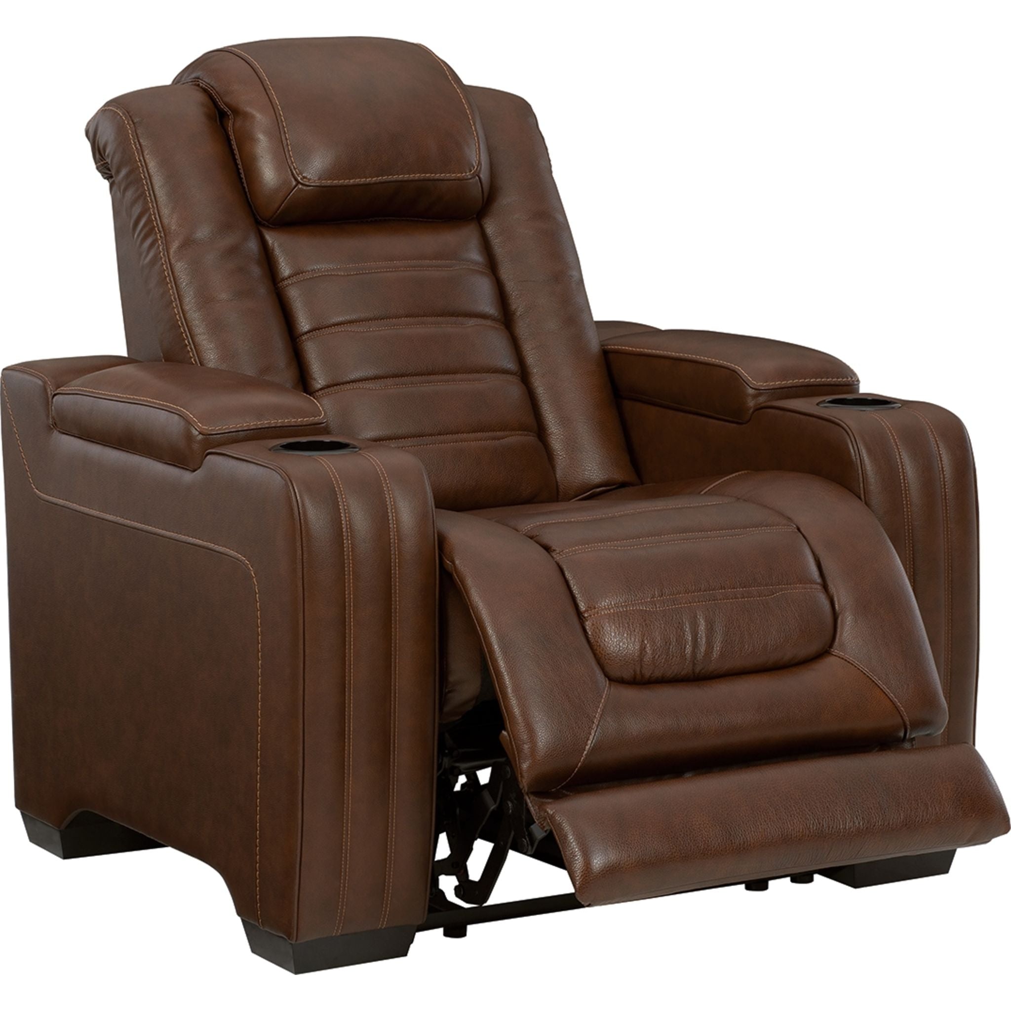 Power Recliner Chair with USB Ports and Cup Holders - Chocolate Brown Leather - Perfect for Living Room, Home Theater, and Office Relaxation