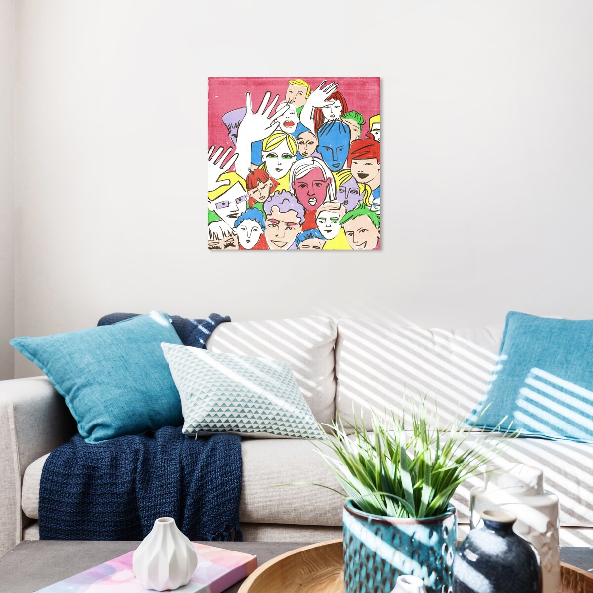 Modern Pink Canvas Wall Art Print - Concert People Painting for Living Room, Bedroom & Office Decor - Perfect for Music Lovers & Home Styling