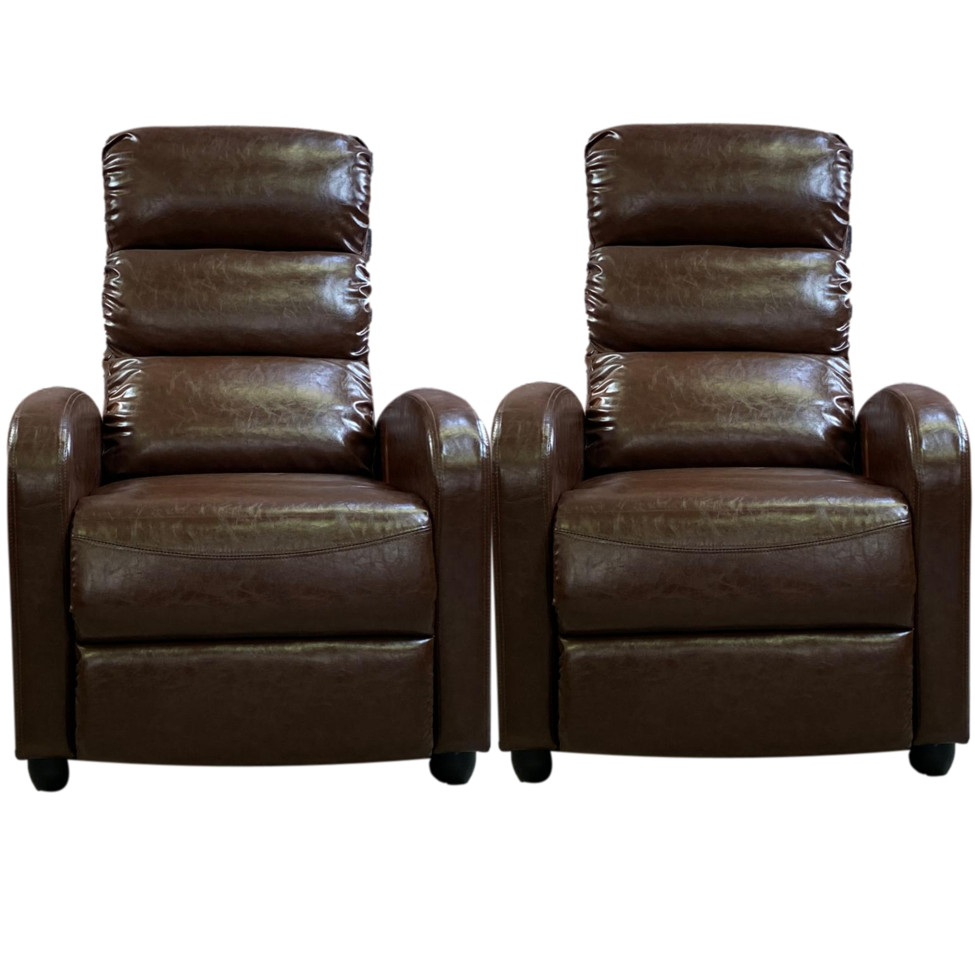 Premium 810 Theatre Gaming Recliner Set of 2 - Brown Leather Power Lift Massage Chairs for Home Theater & Game Room Comfort