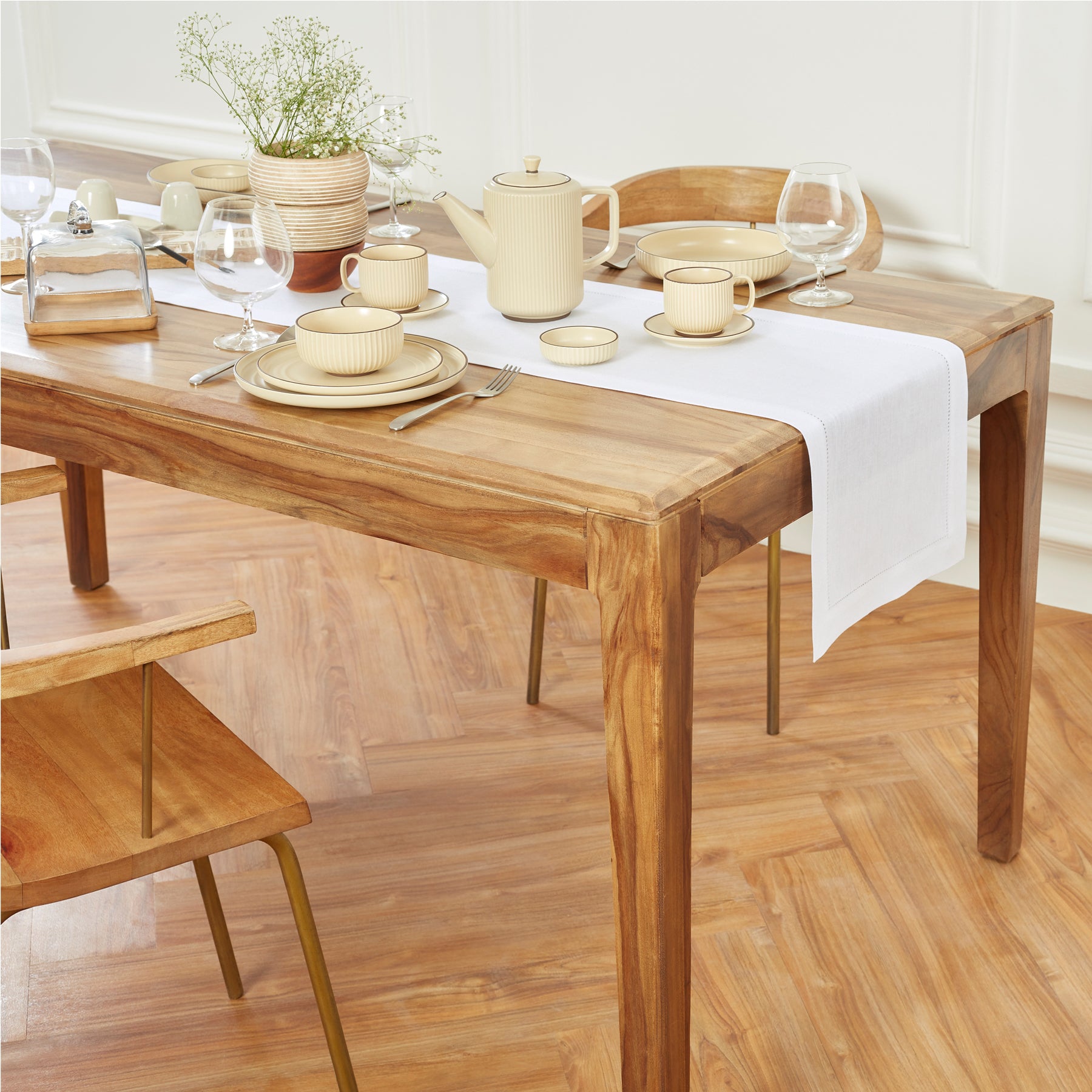 Elegant Medium Weight Hemstitch Table Runner - Perfect for Dining Tables, Weddings, and Holiday Decorations