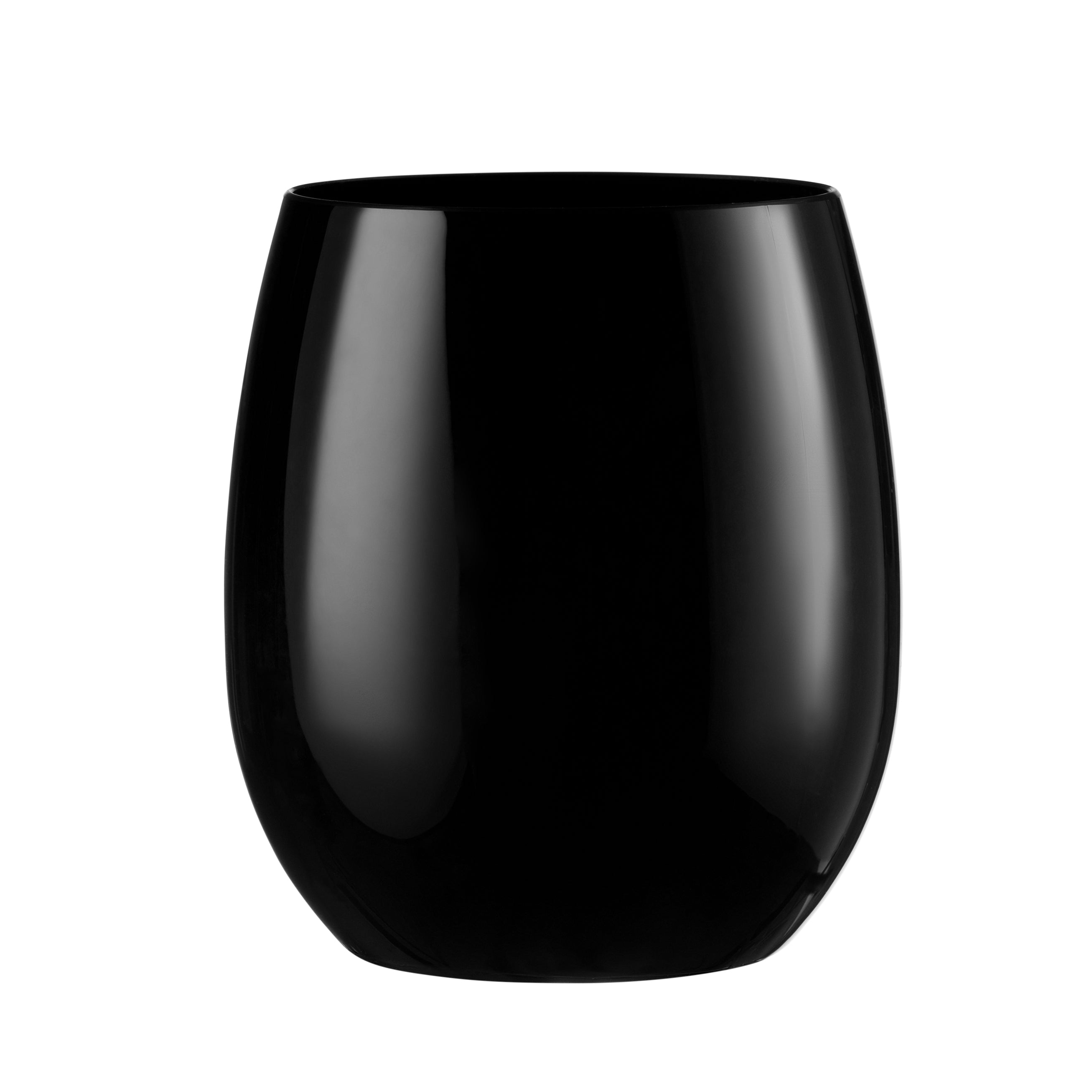 6 Pack Black Stemless Plastic Wine Glasses - Shatterproof & Reusable for Outdoor Parties, Picnics, and Poolside Drinks