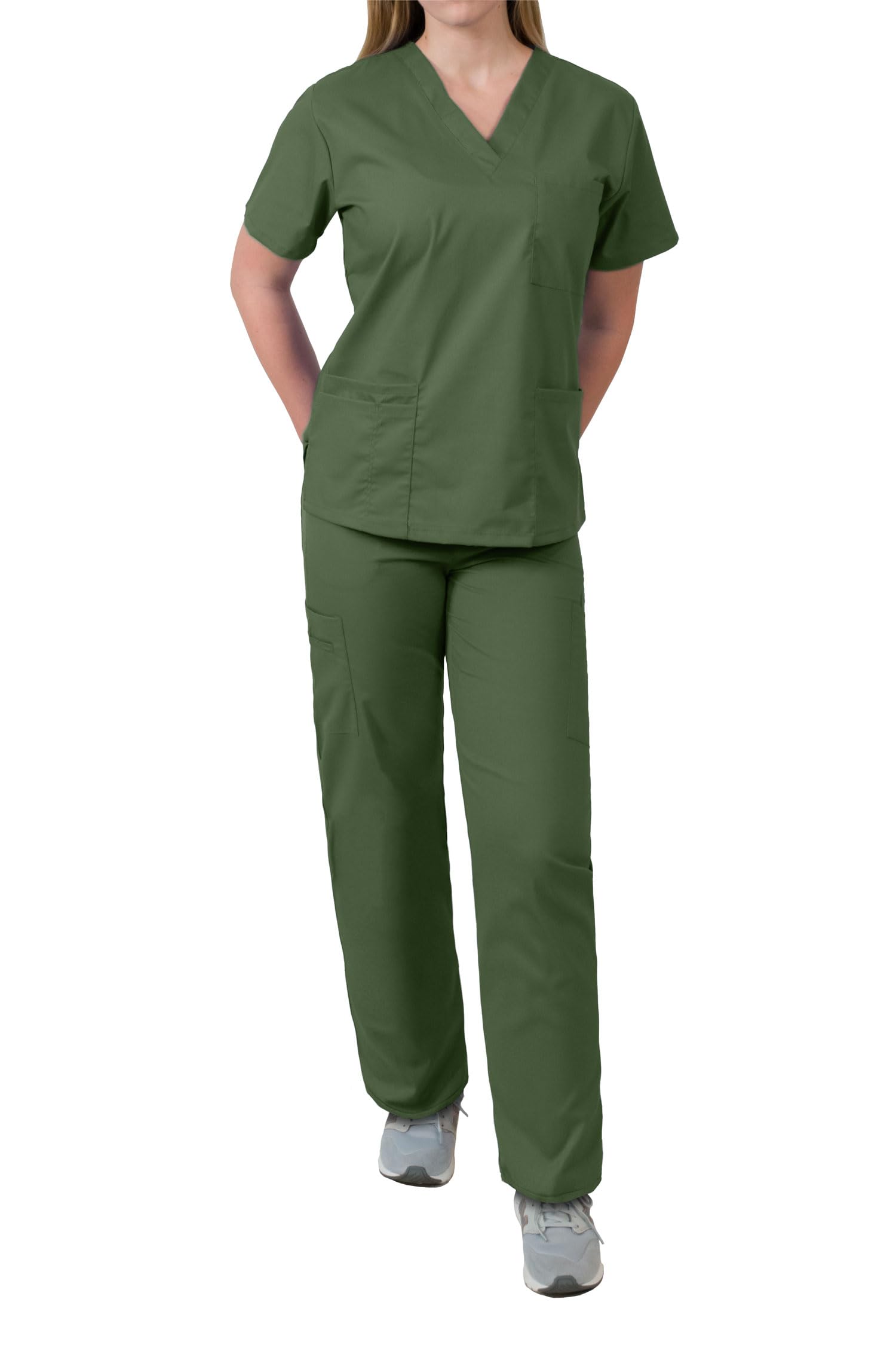 Medgear Women's Scrubs Set - 4 Pocket Medical Top & Multi-Pocket Pants - Comfortable Nursing Uniform for Healthcare Professionals | Perfect for Hospitals, Clinics & Long Shifts