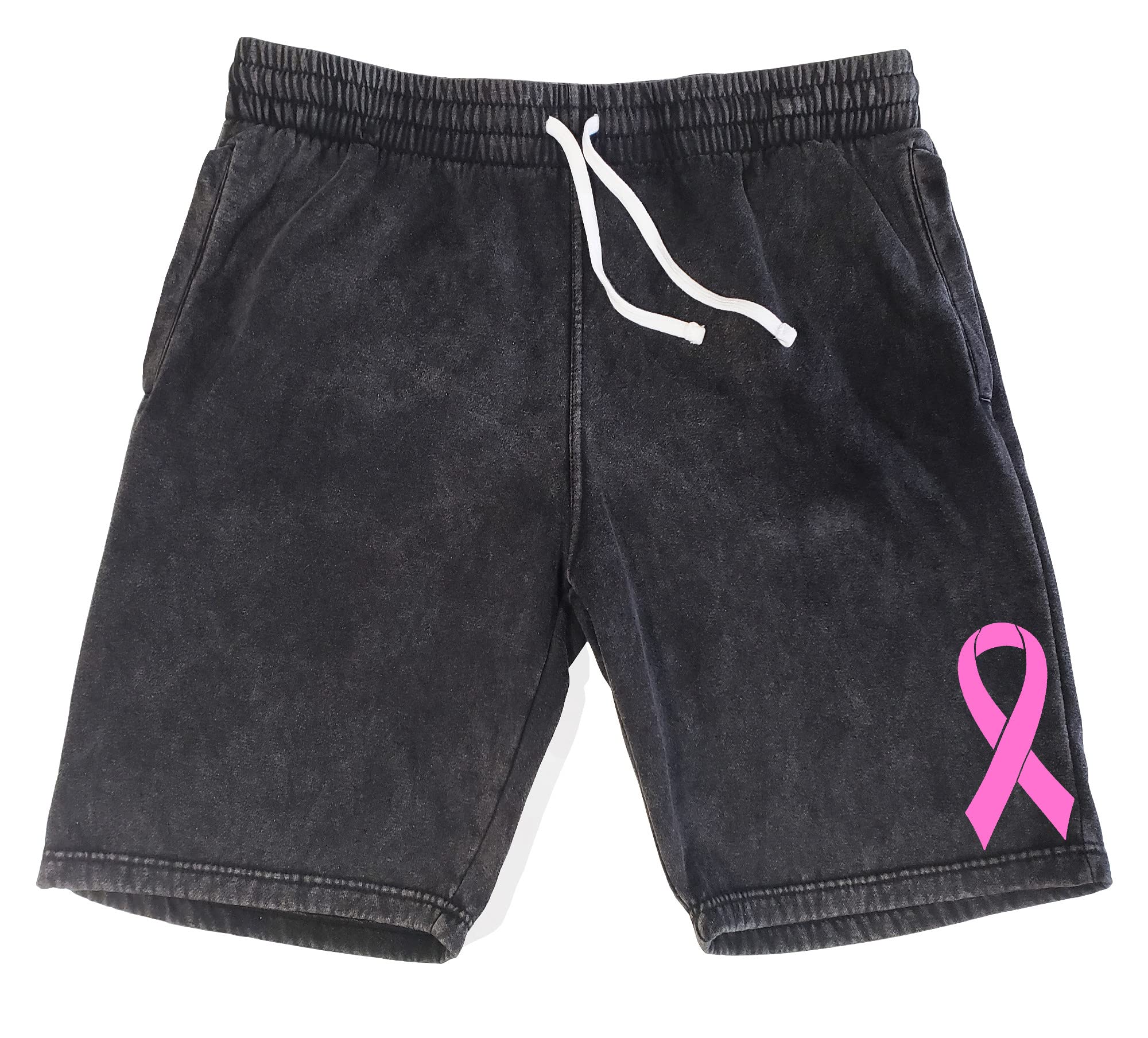 Pink Breast Cancer Awareness Ribbon Fleece Sweat Shorts for Men - Soft Comfortable Lounge Shorts for Home, Gym & Casual Wear