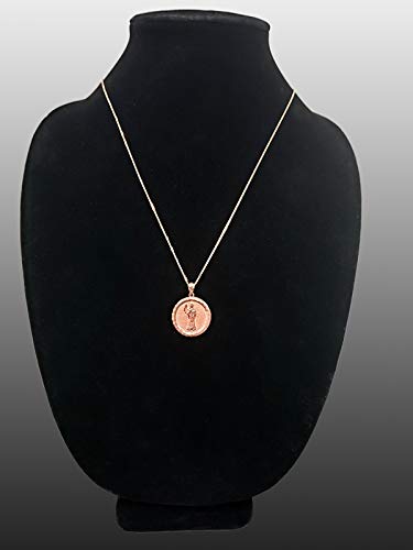14K Rose Gold Santa Muerte Medallion Pendant Necklace for Women - Religious Jewelry Gift for Day of the Dead, Protection Charm & Spiritual Amulet - Perfect for Everyday Wear, Special Occasions & Altar Decor