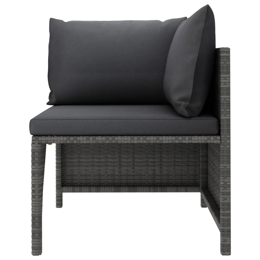 vidaXL 6-Piece Outdoor Lounge Set with Cushions - Poly Rattan Patio Furniture, Modular Design, Removable & Washable Gray Cushion Covers - Perfect for Garden, Poolside & Backyard Relaxation