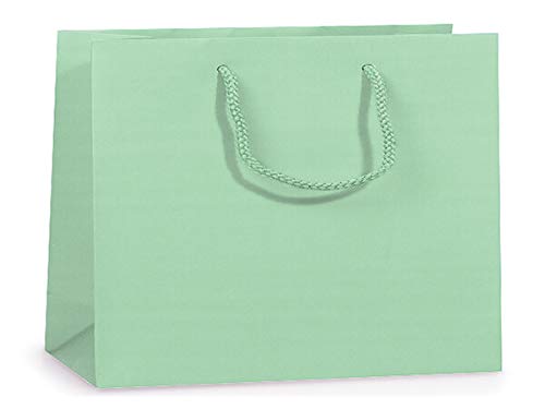 Matte Laminated Gift Bags Bulk Pack of 100 - 13x5x10 Inch Aqua Matte Finish Medium Size Party Favor Bags - Perfect for Birthday, Wedding, Baby Shower & Holiday Gift Wrapping