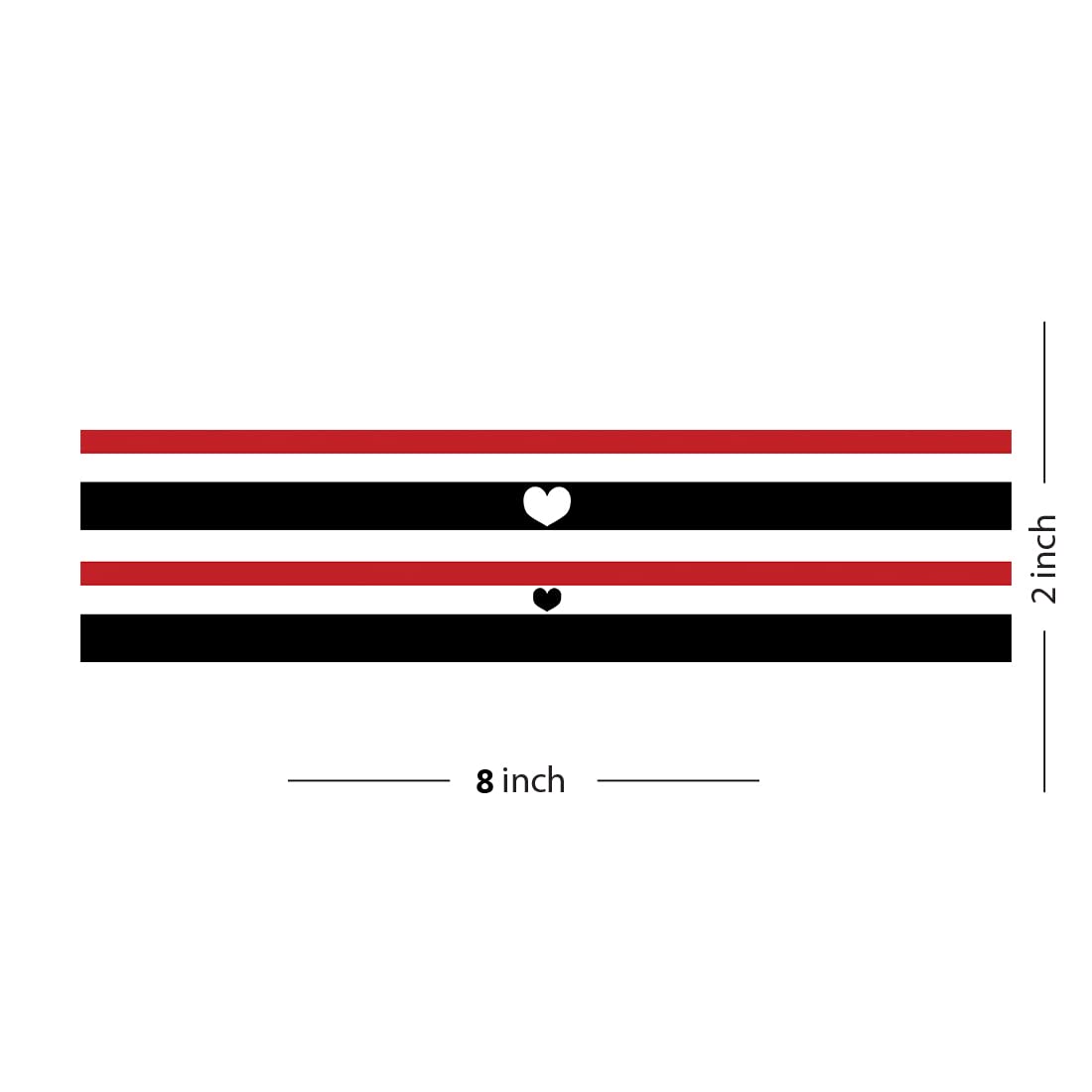 Waterproof Temporary Tattoo for Men & Women - Black & Red Border Line Full Hand Band Round Body Art | Perfect for Parties, Halloween, Cosplay & Festivals